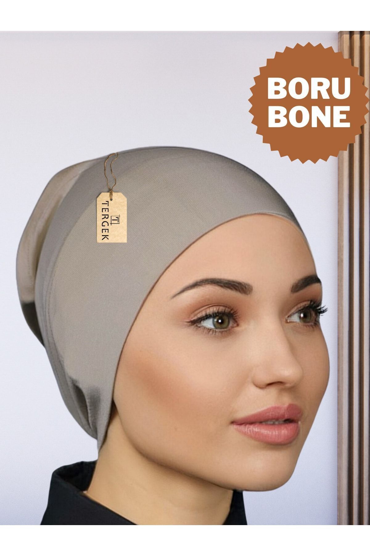 Pipe Bonnet Grey Front Seamless Snap Ready Practical Lycra Combed Cotton Bandana For Hijab, Sports, Shawl Scarf