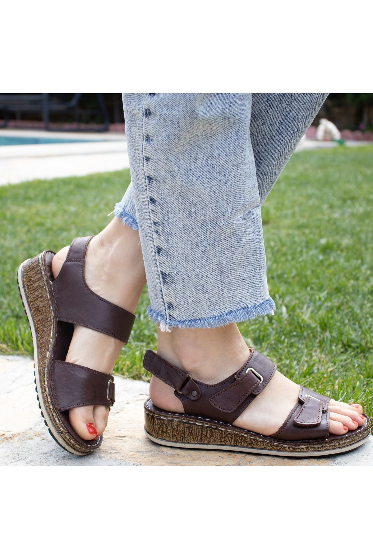 صندل زنانه قهوه ای CONSUELO | 11391 اورجینال - تصویر 2