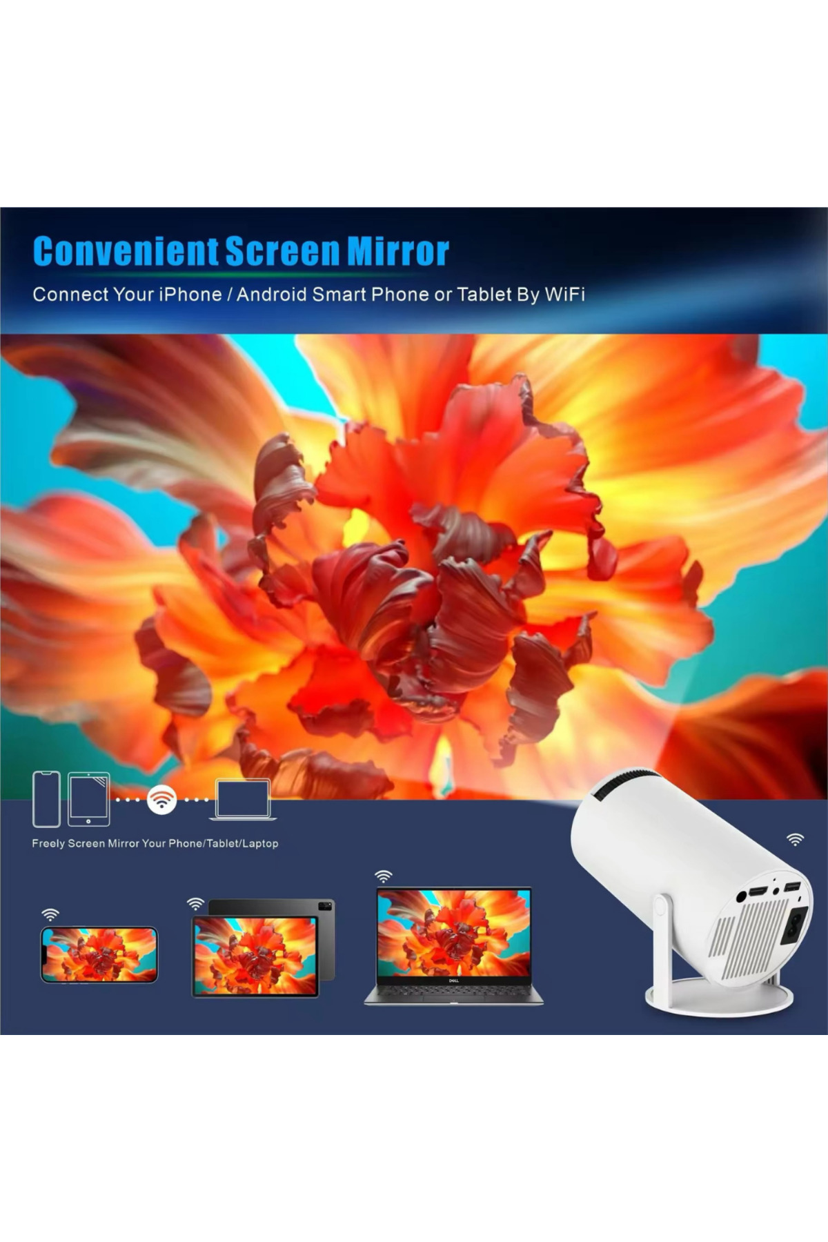 LOBO 2.4 Wireless Powered Projector + Game 2 in1 Professional Chip M300 MAX 4