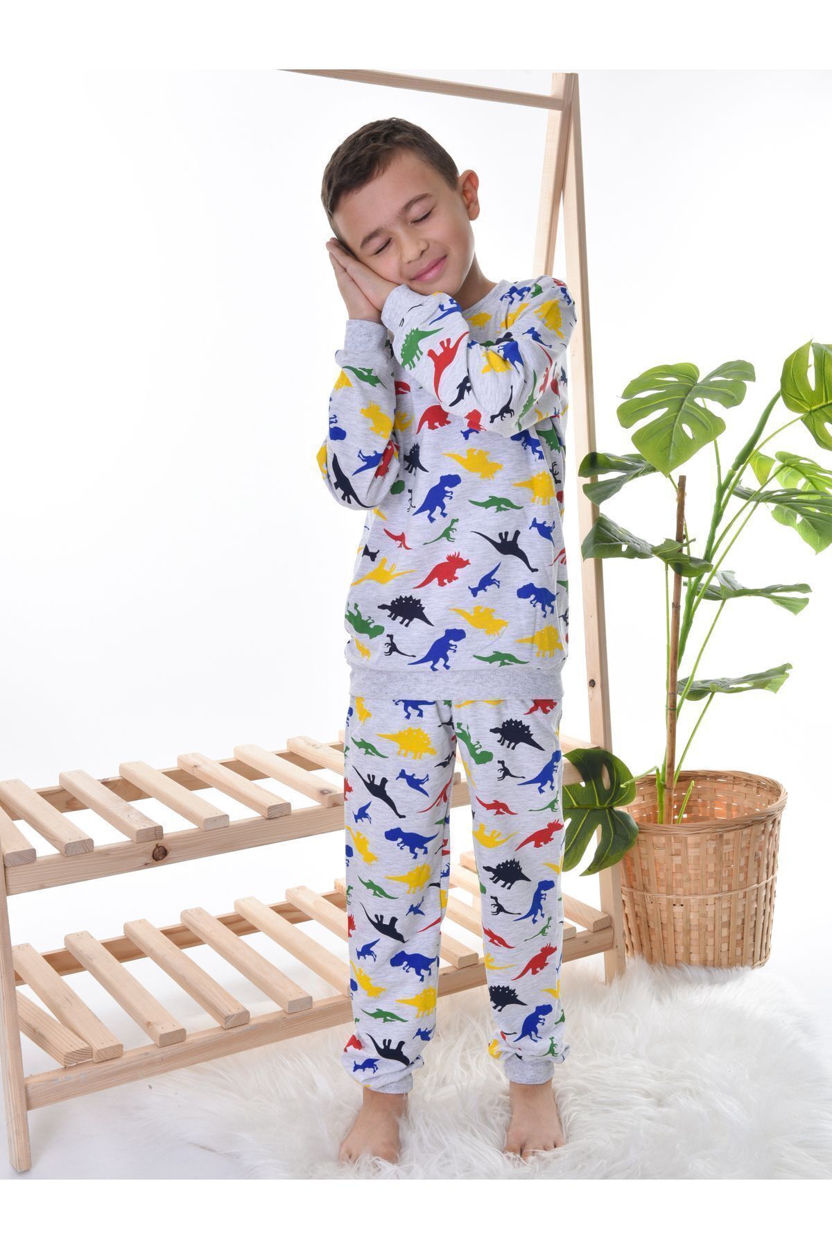 TUGSE Dinozor Baskılı Çocuk Pijama Takımı fotoğrafı 5 (önizleme)
