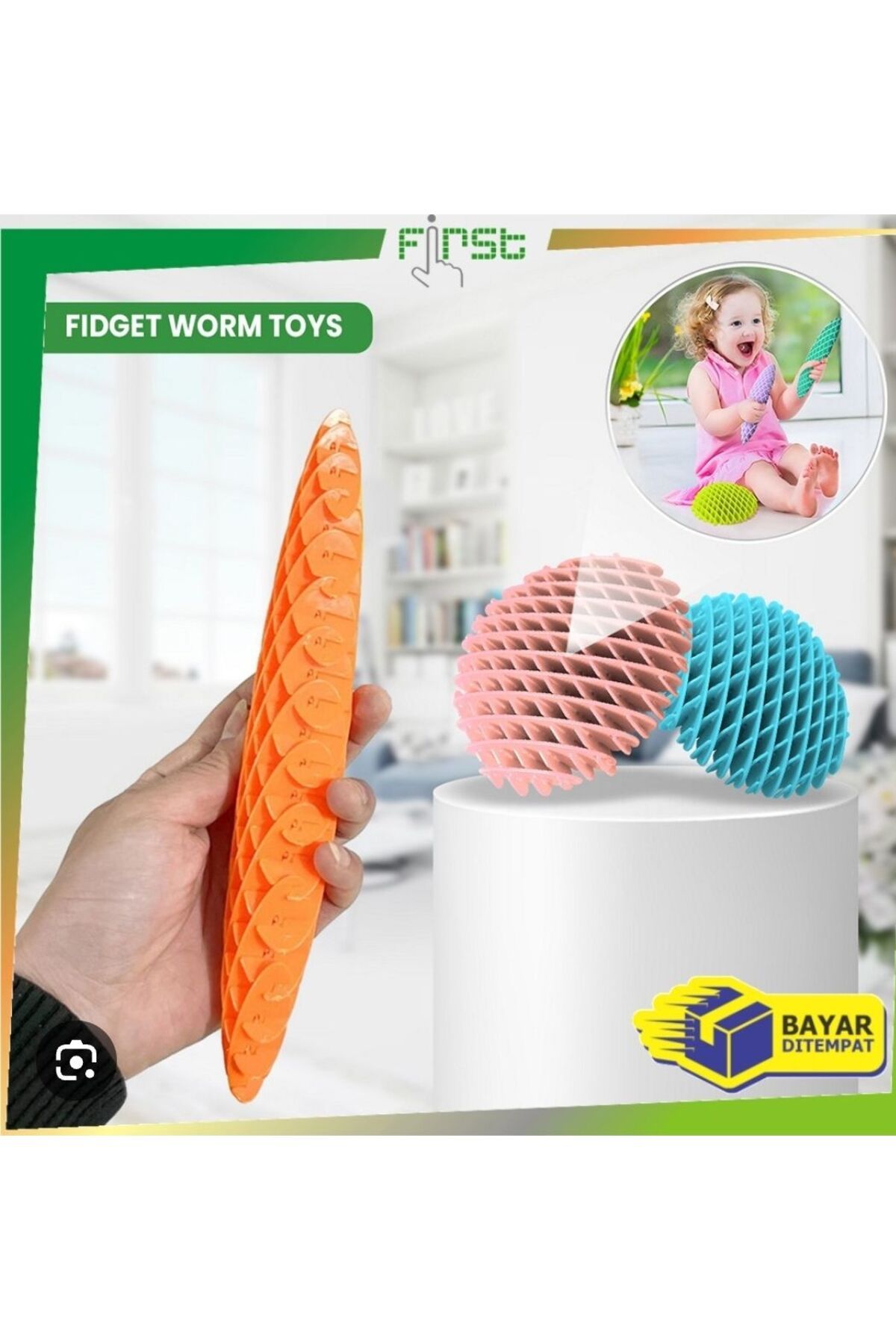 ümit toys-Orange Worm Fidget Morf - Stress Relief Worm Spring 1 Piece 2