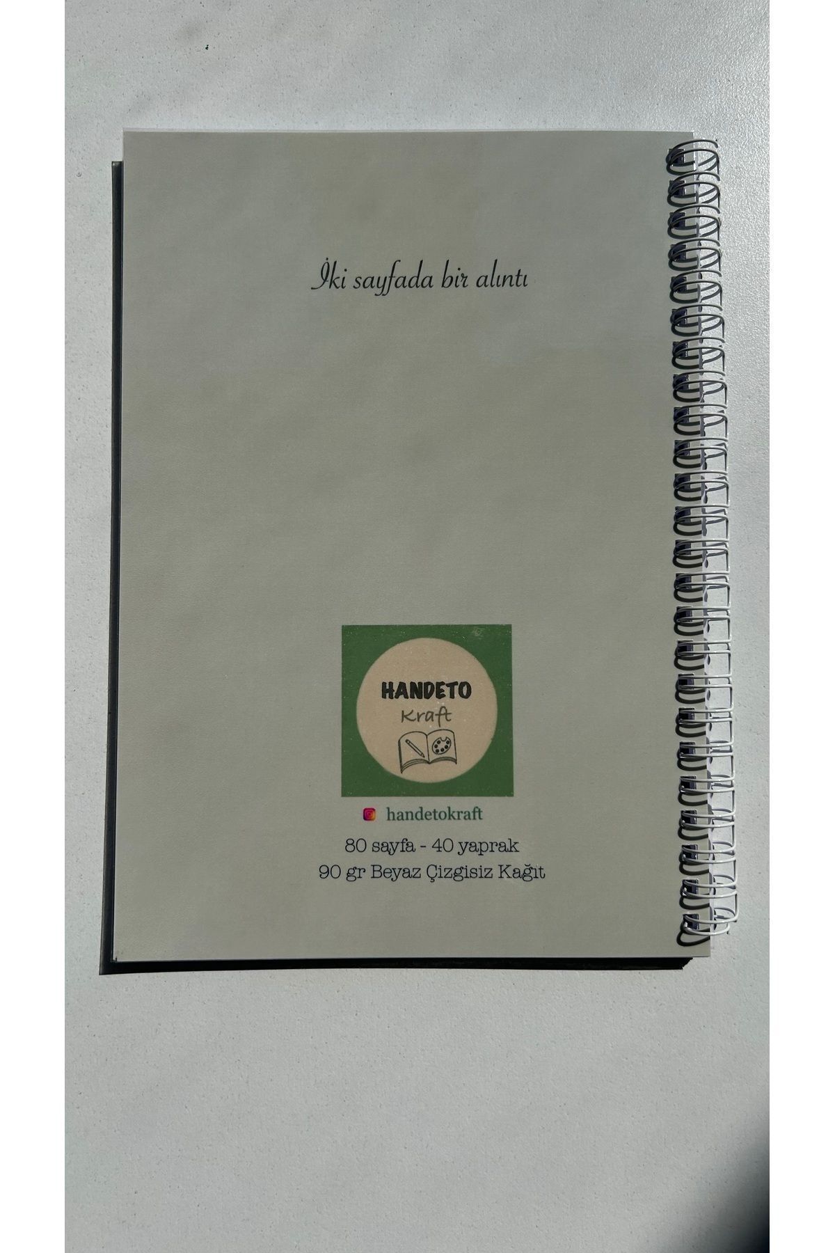 Handeto Kraft-A5 Leaf Themed 90Gr Spiral Unlined Notebook - Quote and Notepad 5