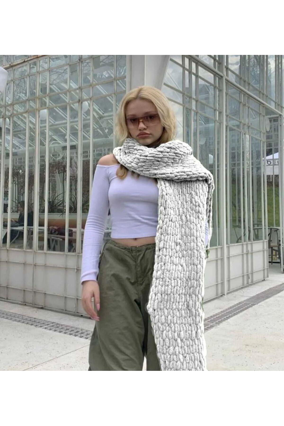 AidaAstrid Puffy El Örgüsü Atkı (60 farklı renk seçeneği )
