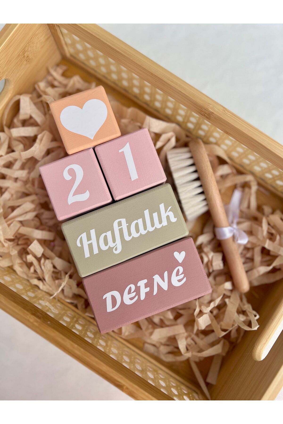 mogokids Anne bebek anı küpü renkli set beyaz yazılı pembe krem fotoğrafı 2 (önizleme)