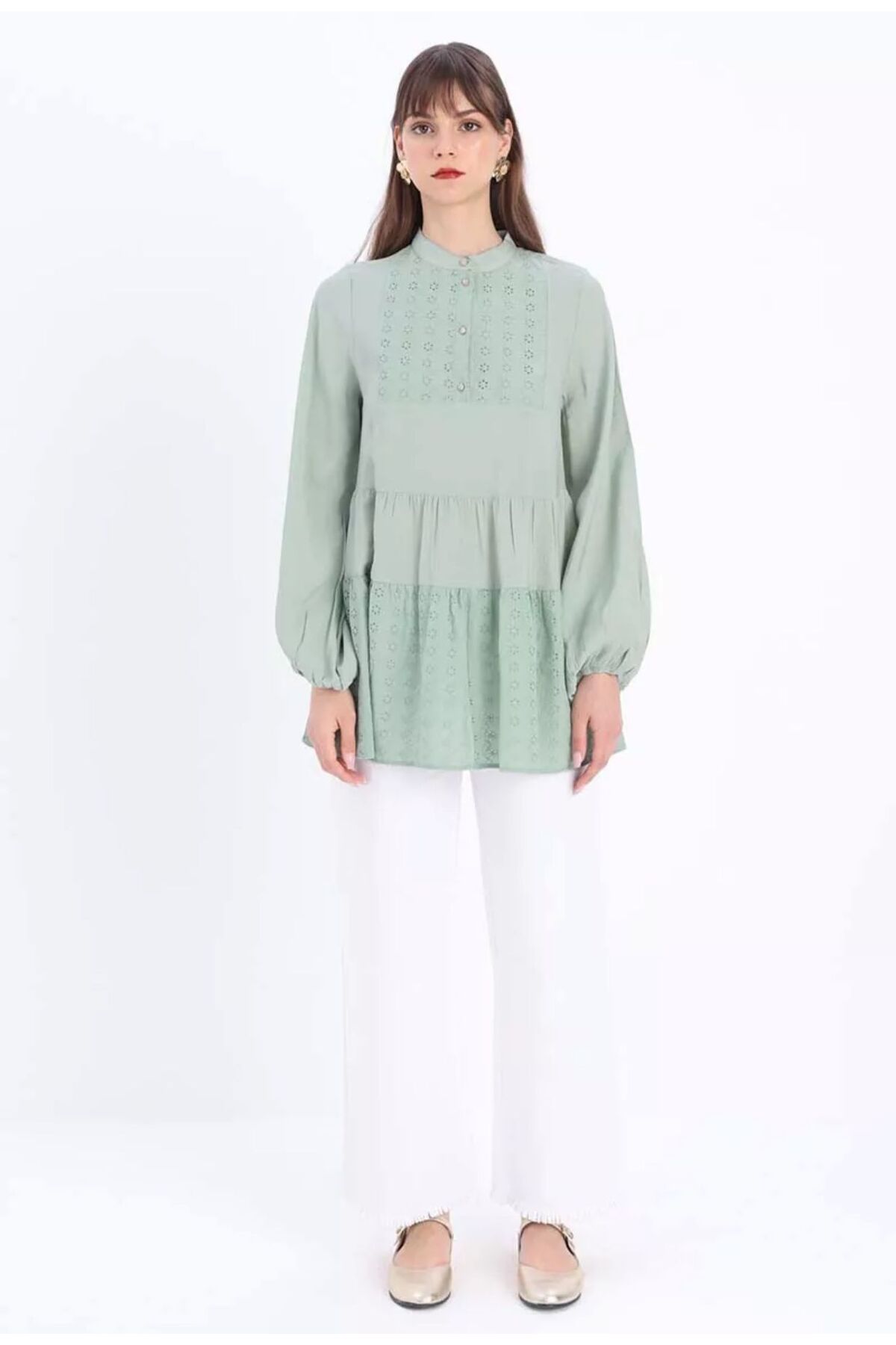 ALLDAY-Scalloped Half Placket Tunic 3
