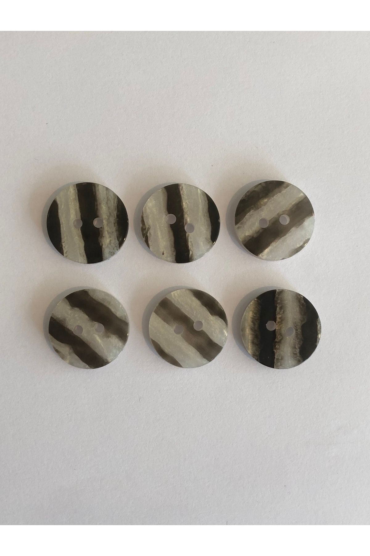 aensia-Striped Pearl Thick Button 28 Size Flat Button Pearl Look Polyester Button - Pack of 6 Buttons 1