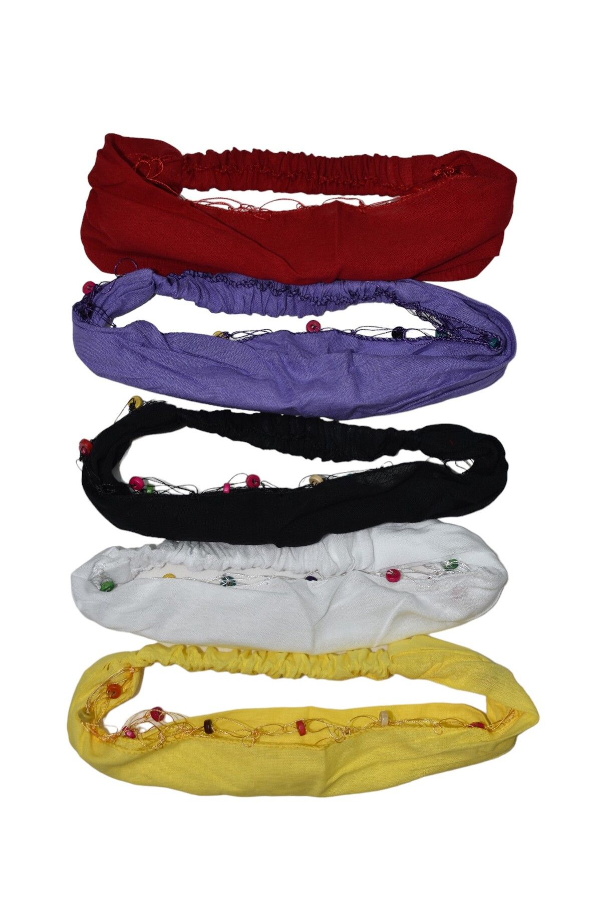 artı bir bodrum Bandana De Păr Elastică Cu Margele De Culoare Roșie - Set De 5 Bandane Model Pashute Femeie - Single Dimension