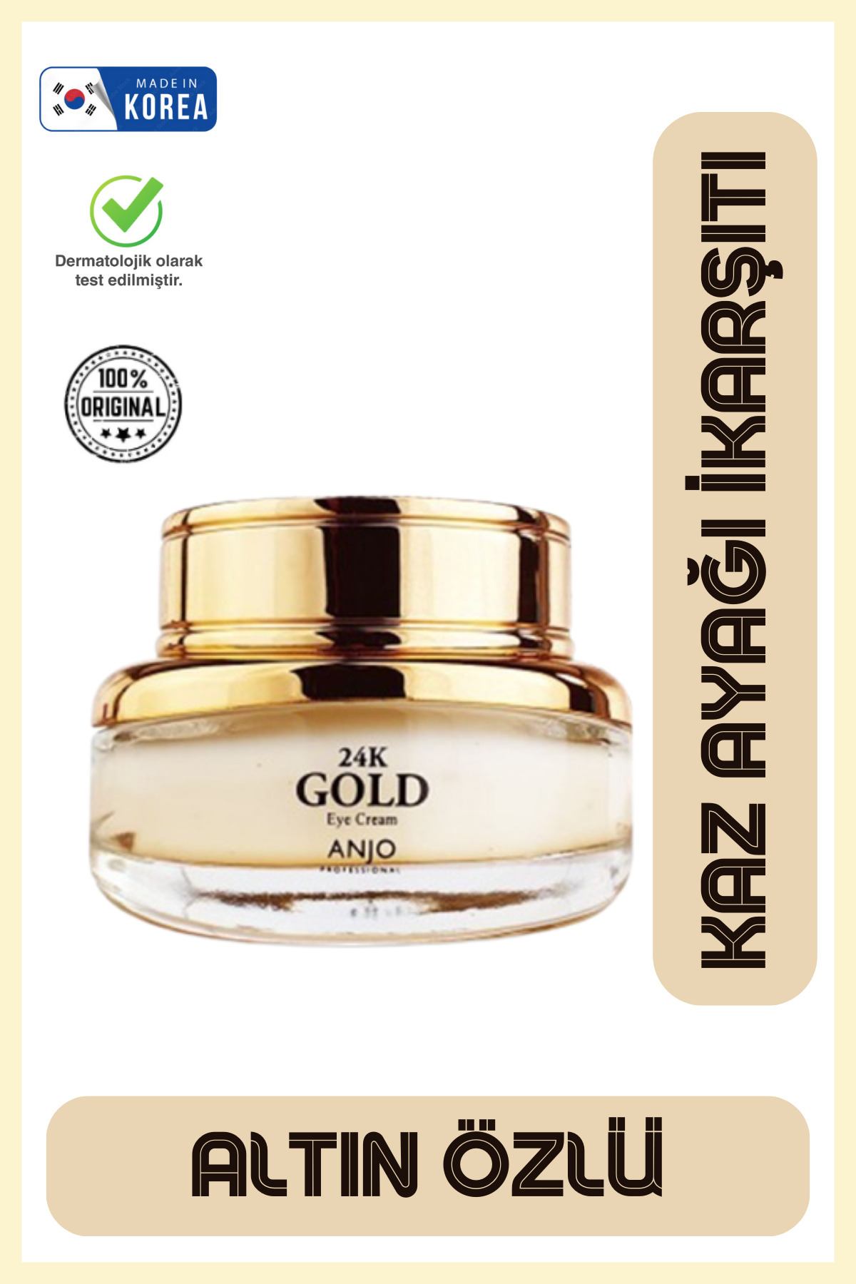 ANJO PROFESSIONAL Yoğun Nemlendirici & Kırışıklık Karşıtı Kore Göz Kremi 30ml – Zengin Bitkisel Özler & Altın Ikore