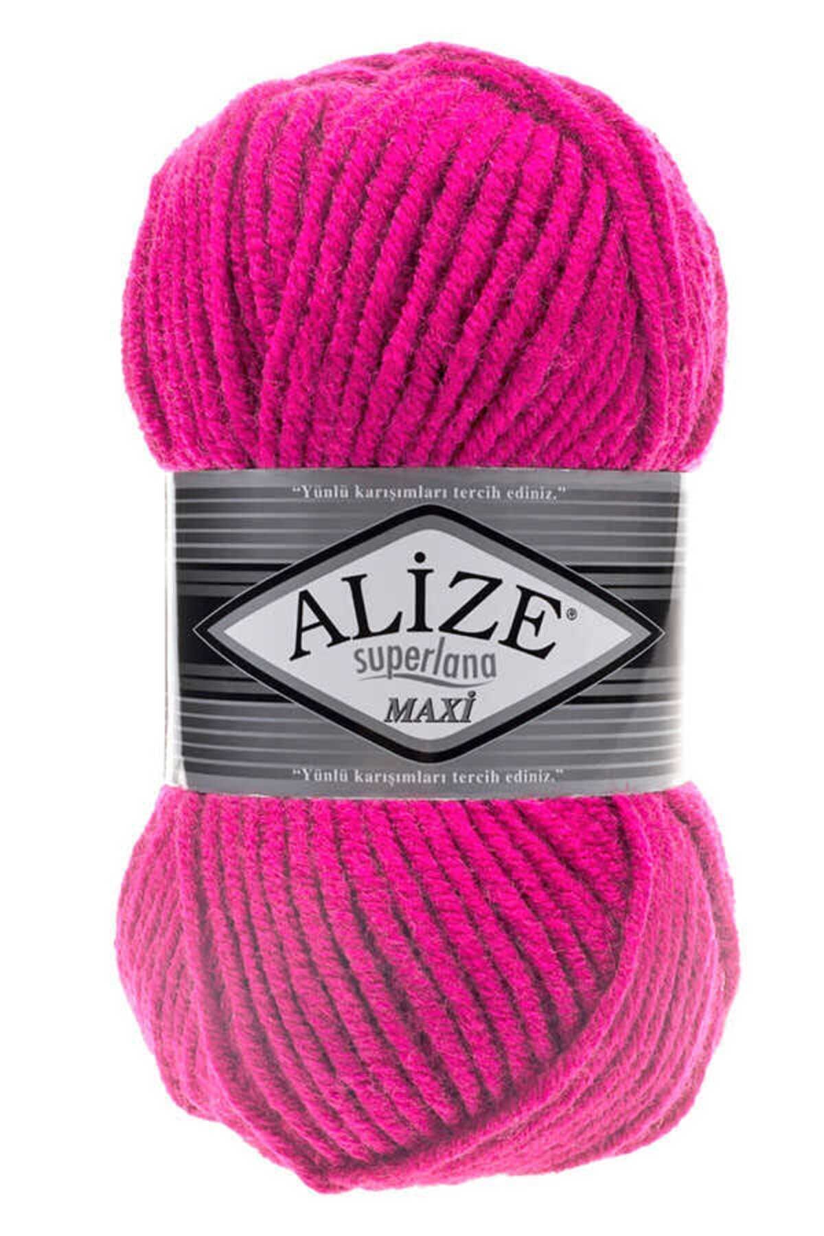 5Pcs Superlana Maxi Fuchsia 149 Thick Hand Knitted Drawstring Vest Cardigan Drawstring Scarf Beanie Sweater Yarn