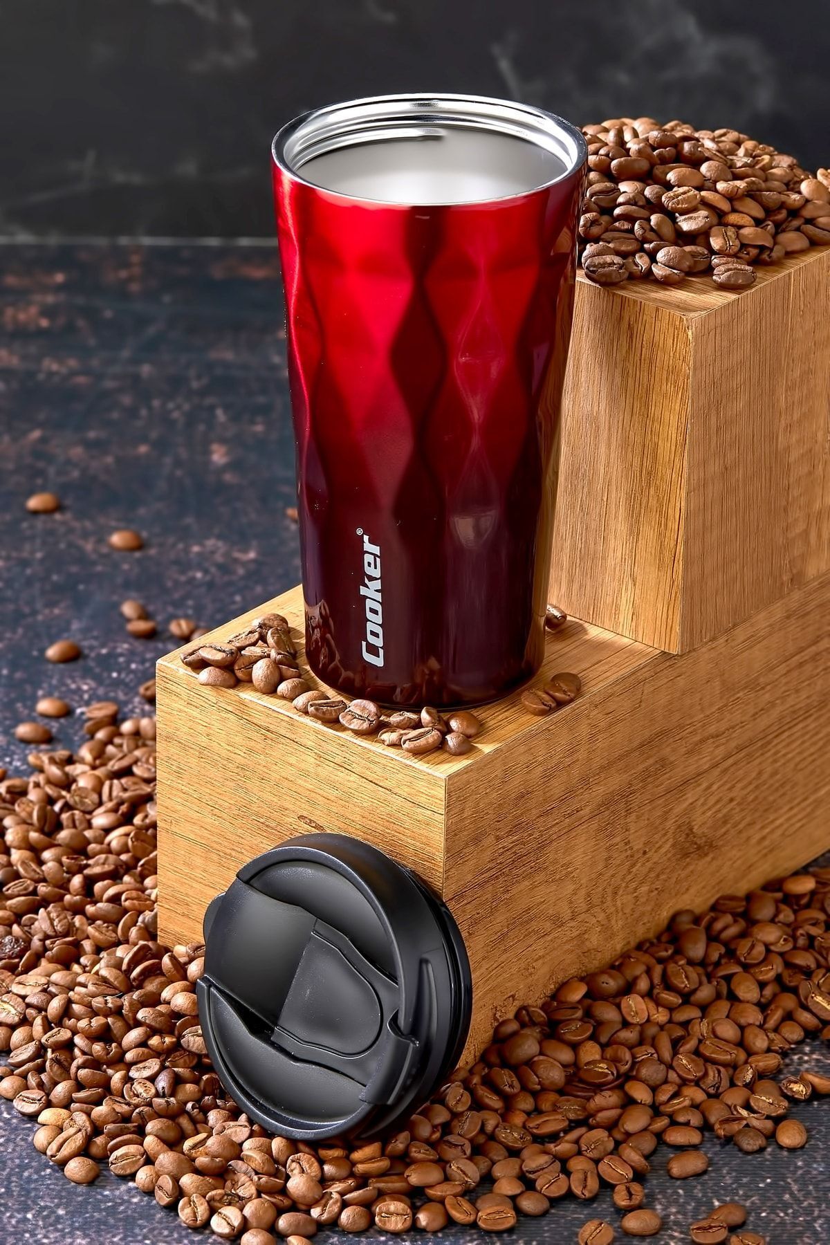 فلاسک قرمز استیل جدید 0.35 میل از ضد زنگ 350 Thermos Tea Picnic Camp Café Hotel Cooker