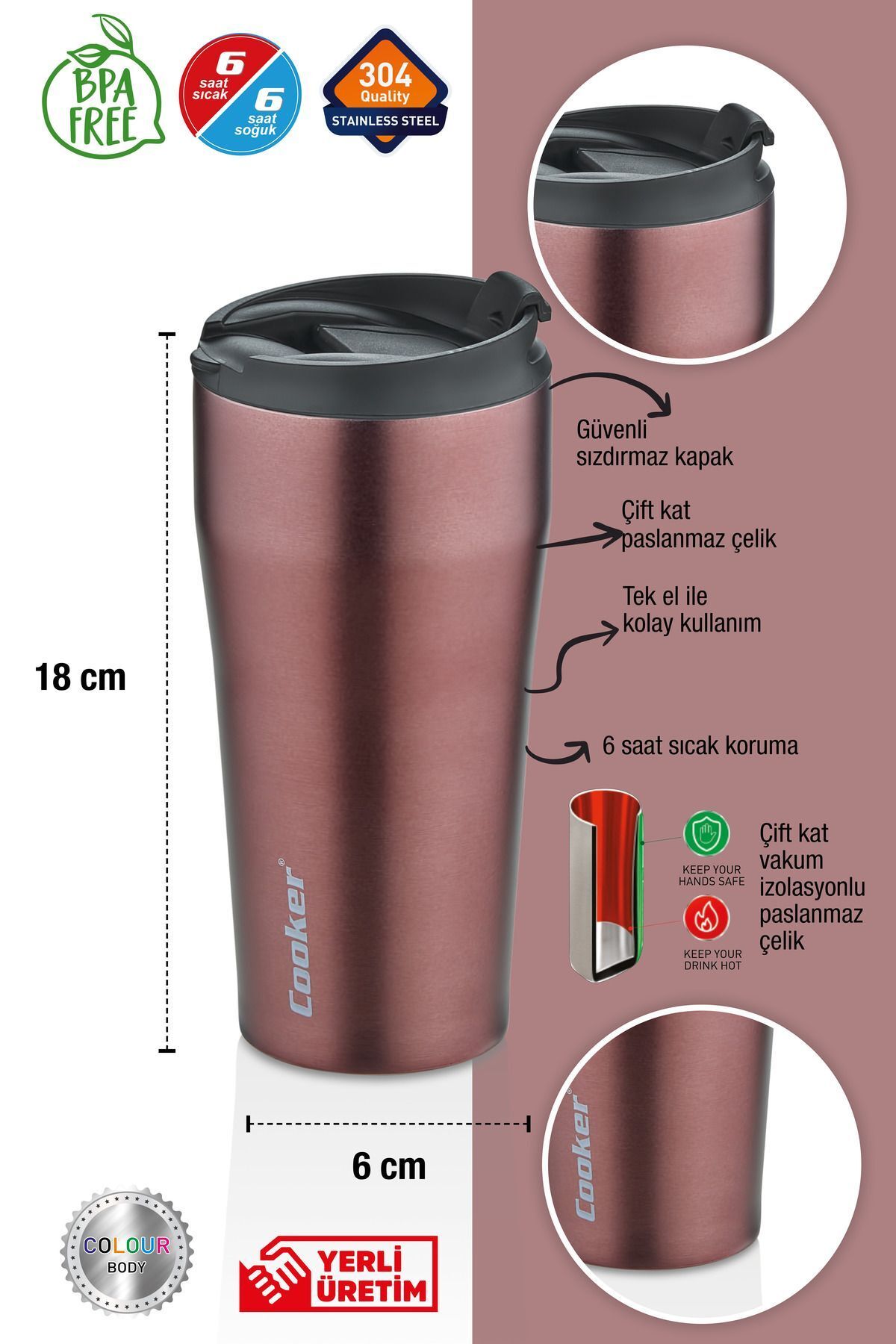فلاسک زرد 0.40 میل ترموس استیل ضدزنگ دو طبقه Tea Coffee Picnic Camp Outdoor Office Café School Cooker