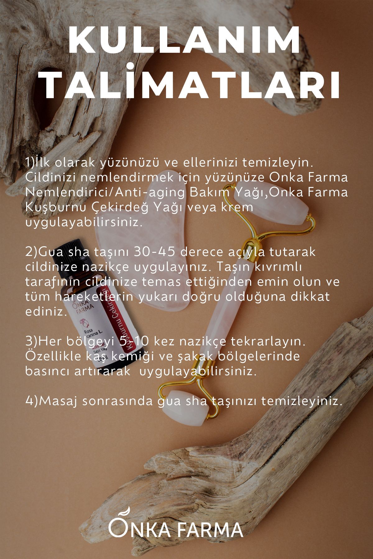 سنگ کوارتز صورتی Onka Farma Gua Sha OnkaFarma