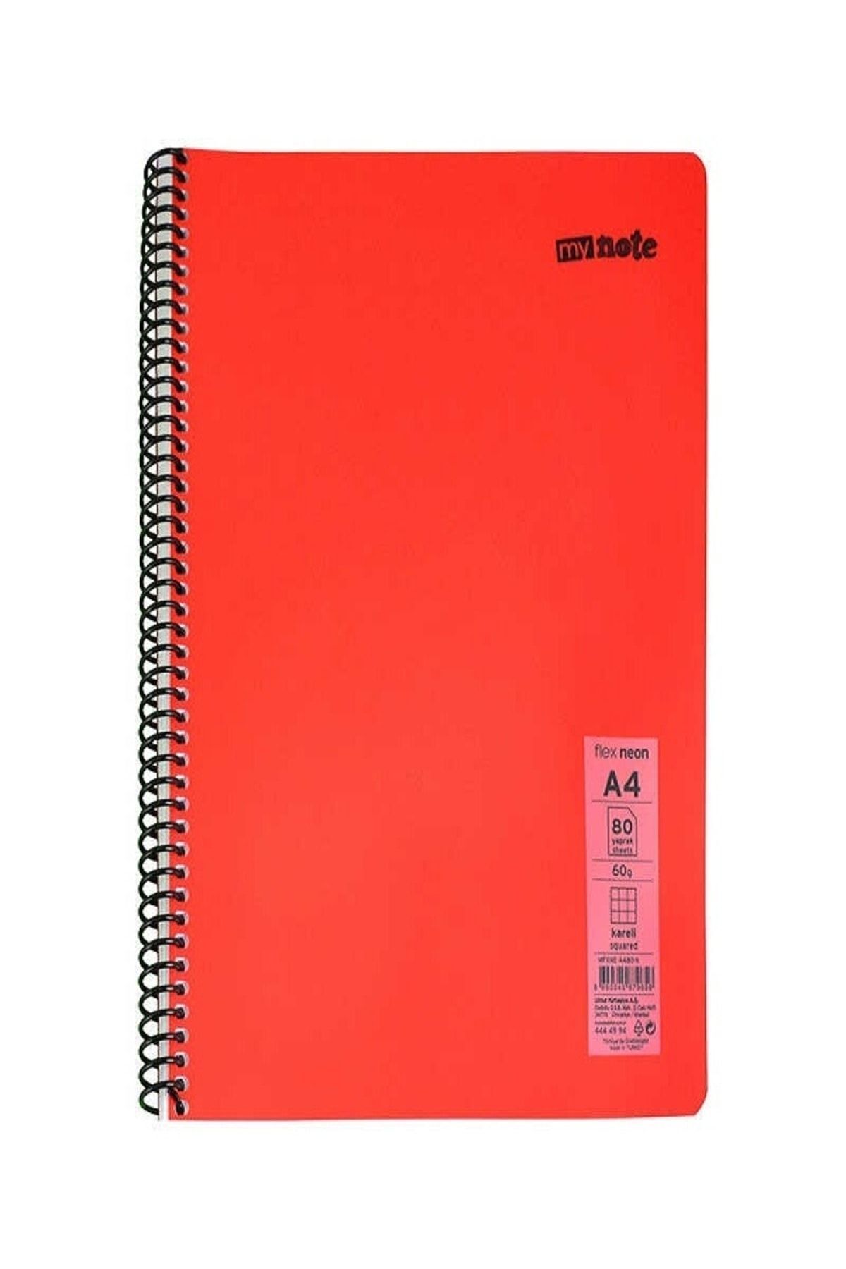 Mynote-Notebook Spiral Wire PP Cover A4- 4 Pieces 80 Sheets Checkered + 4 Pieces Lined 80 Sheets Notebook 8 Pieces 3