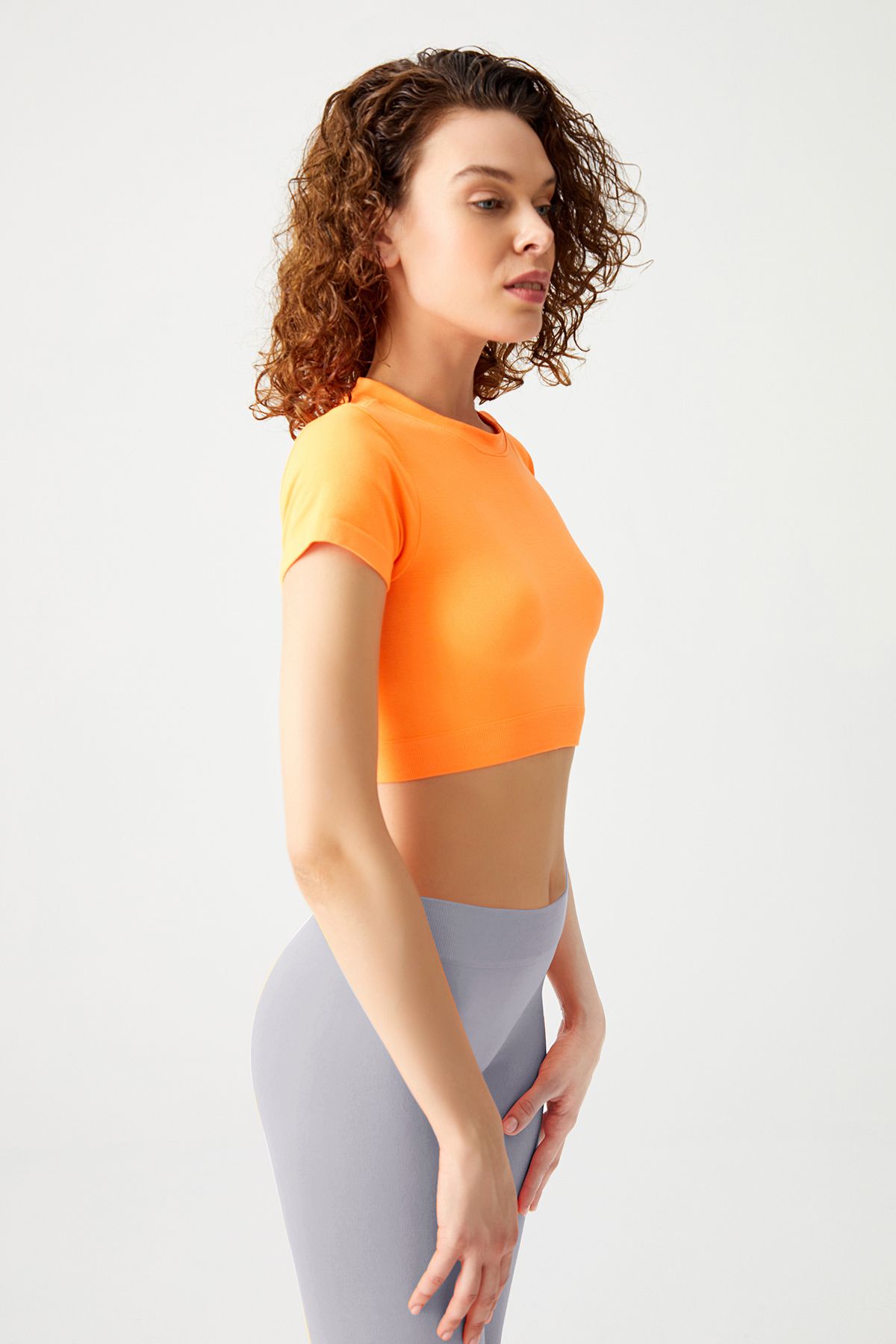 Los Ojos-Flexibilní a zpevňující šedé sportovní legíny - základní bezešvé 5