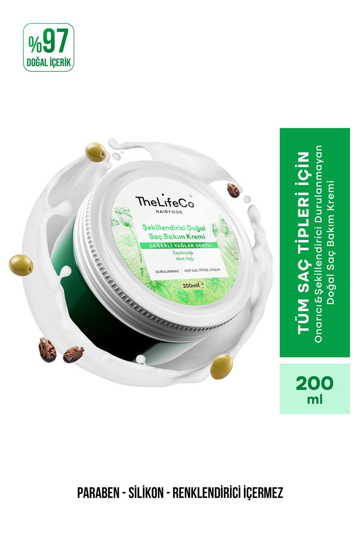 کرم مراقبت از موی طبیعی ترک در سری روغن های گرانبها 200 میلی لیتر TheLifeCo