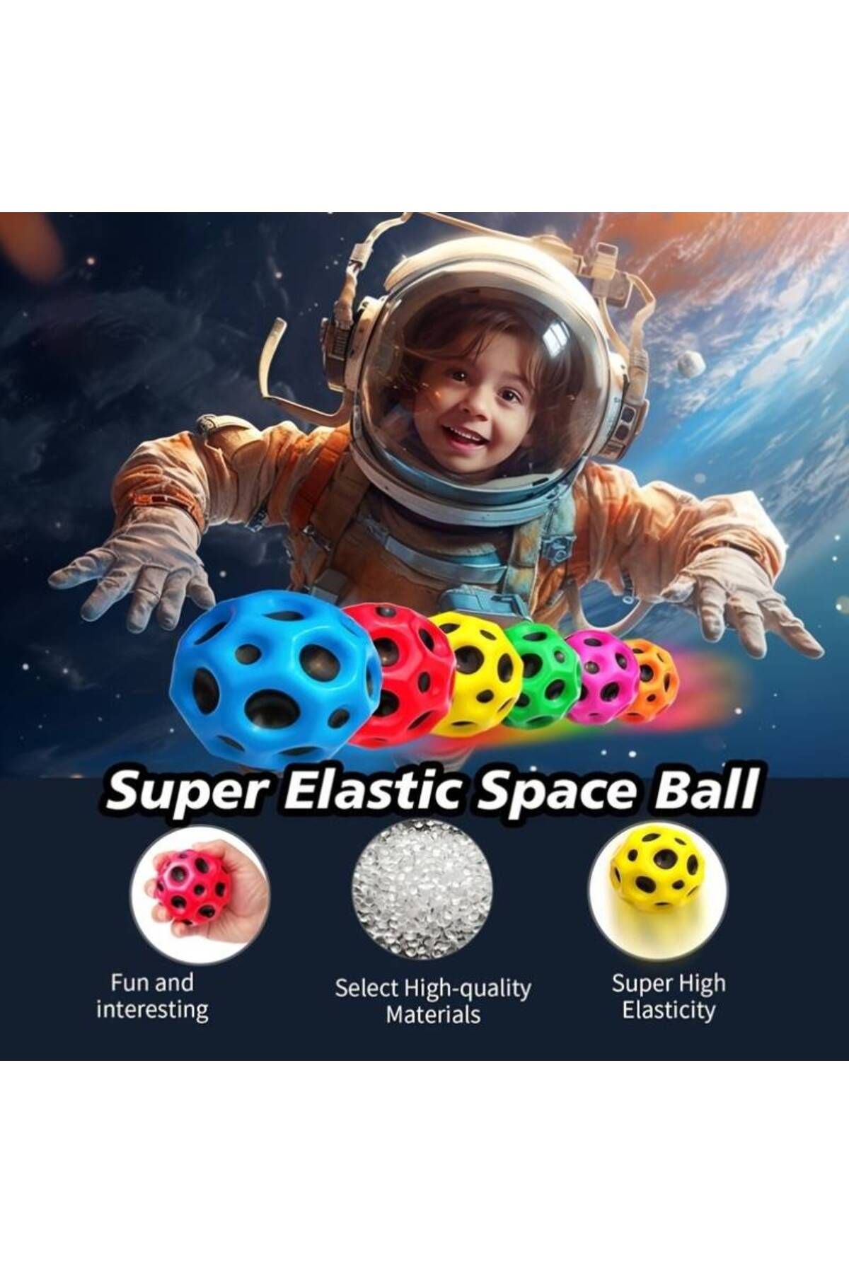 Yükseğe Zıplayan Delikli Bouncer Ball Space Ball Süper Uzay Topu 1 Adet Ay Top Moon Ball