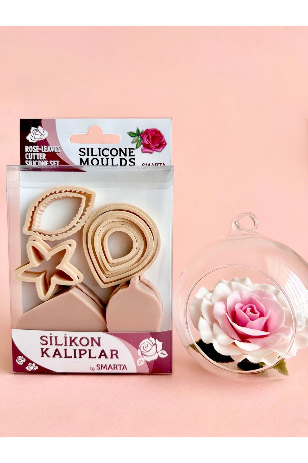 Smarta-Rose Molds and Leaf Cutter Set Polymer Clay Epoxy Easy Rose and Leaf Making 2