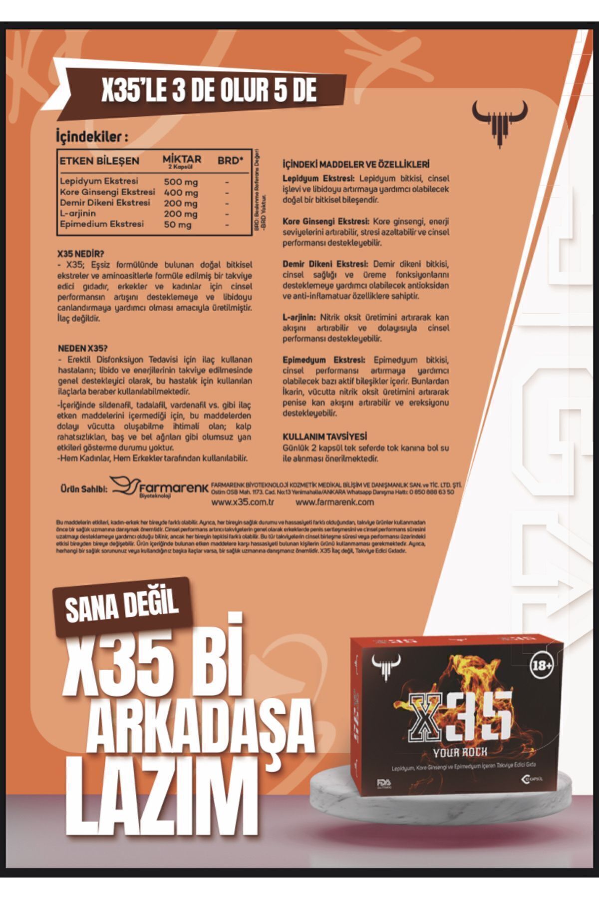 X35 Ginseng Içeren 10 Kapsül 50 Kapsül Hediye — TYCSFRF92N169200195354086 — تصویر 5 از 8