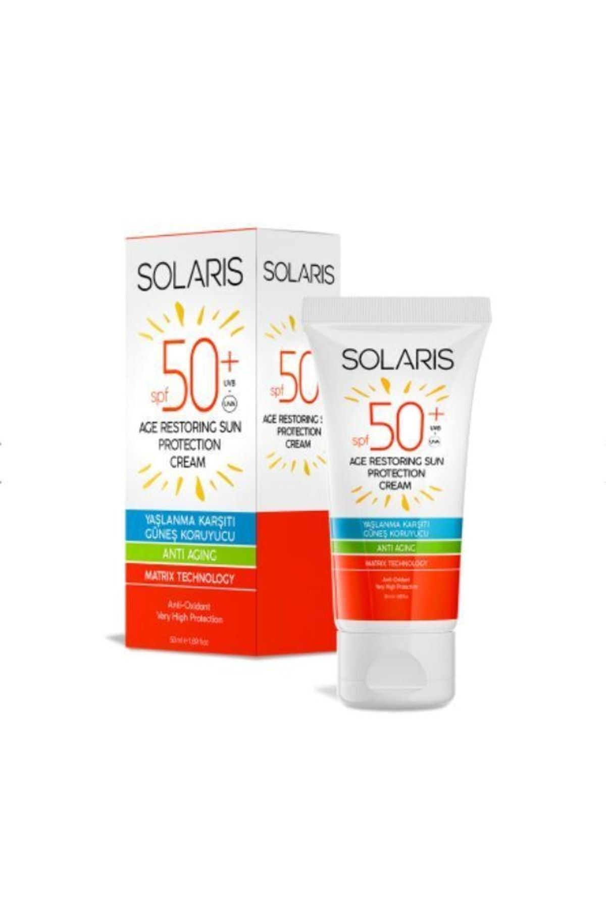 ضد آفتاب ضد پیری Spf 50 (50 ML) و اسپری محافظ بالا Spf 50 برای انواع پوست SOLARIS