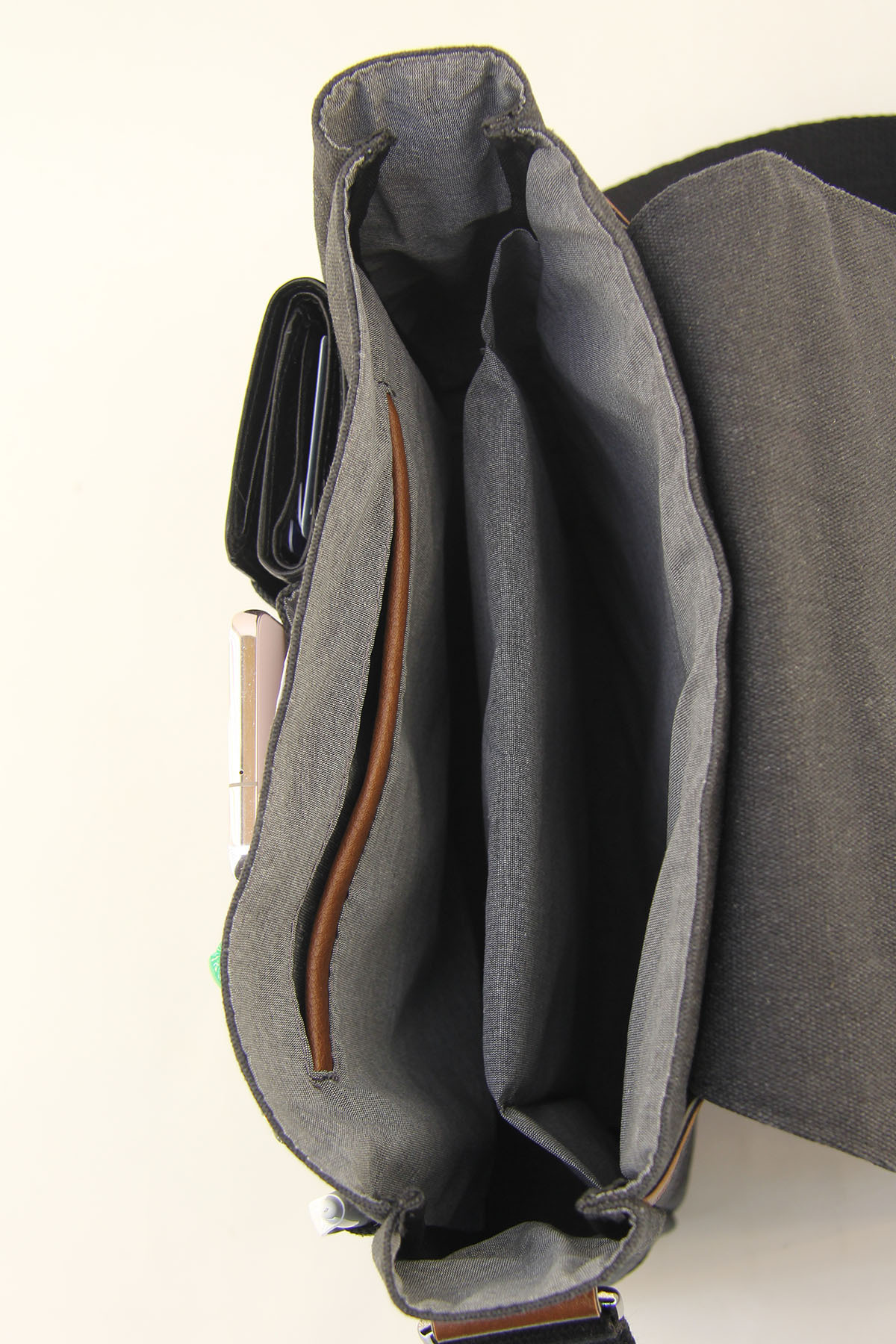 HNB  Unisex Siyah Suni Deri Su Geçirmez Postacı Iş Okul Evrak Laptop Çantası - Görsel 6