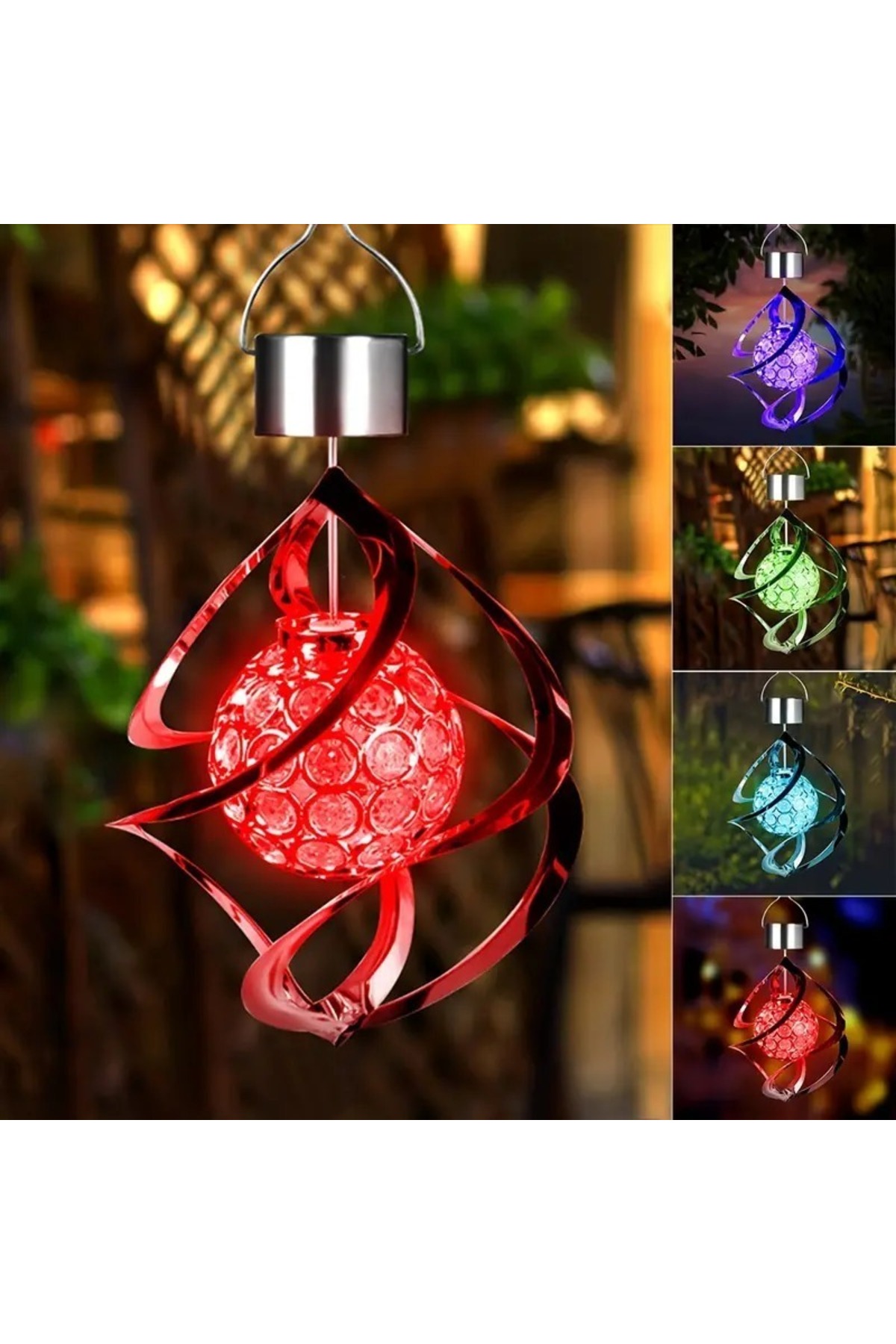 gaman Bahçe, Balkon, Veranda, Dış Mekan İçin Güneş Enerjili Renk Değiştiren Dekoratif Spiral Rüzgar Gülü