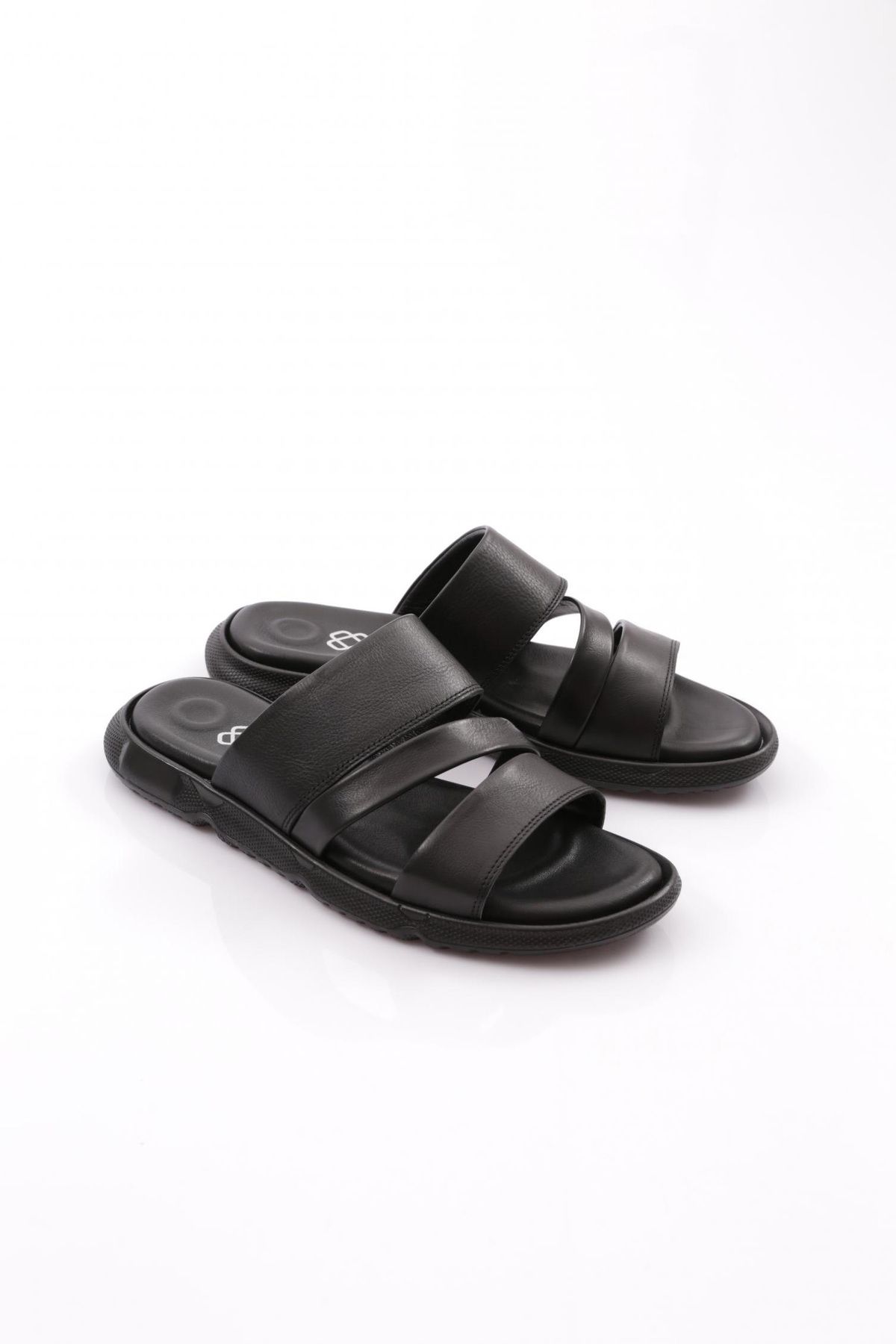 DGN-803 Herren - Hausschuhe aus echtem Leder mit doppelten Streifen 2