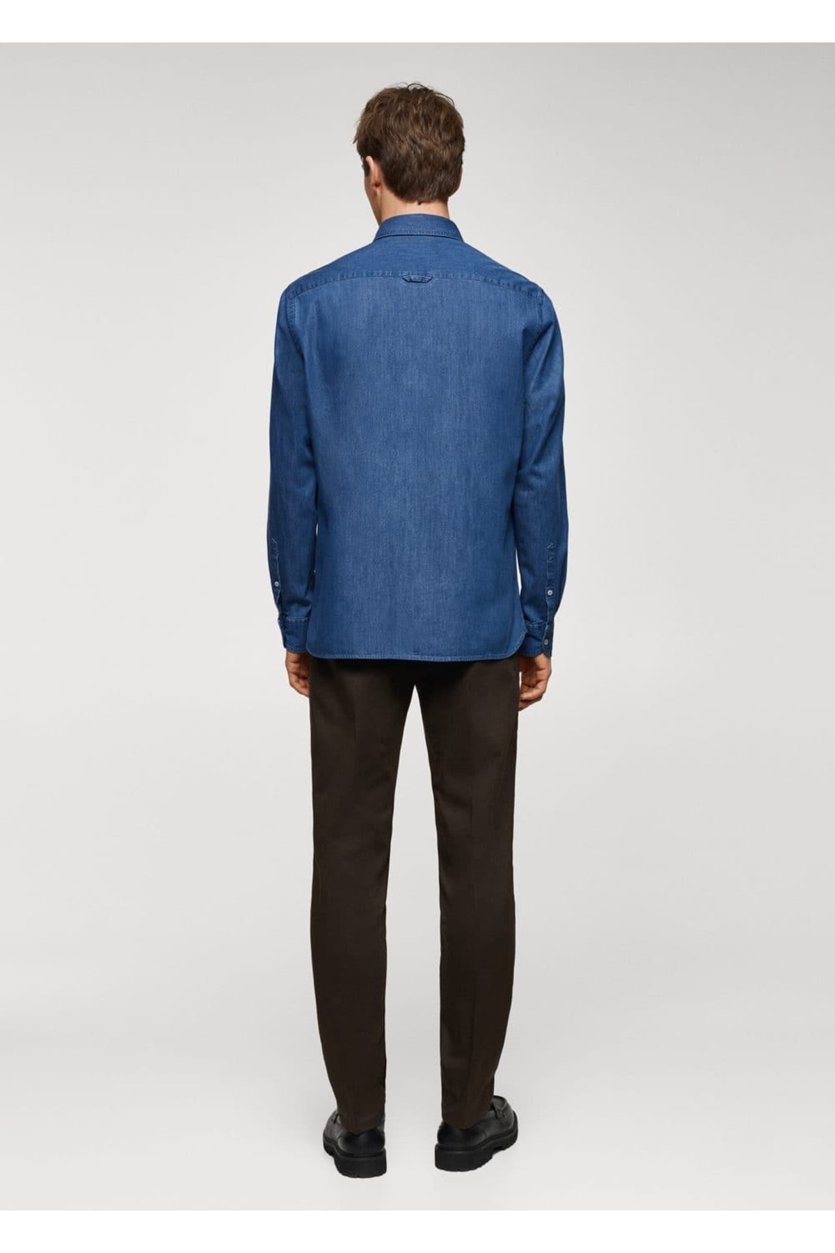 پیراهن مردانه آبی MANGO Man | 67060638 اورجینال - تصویر 4