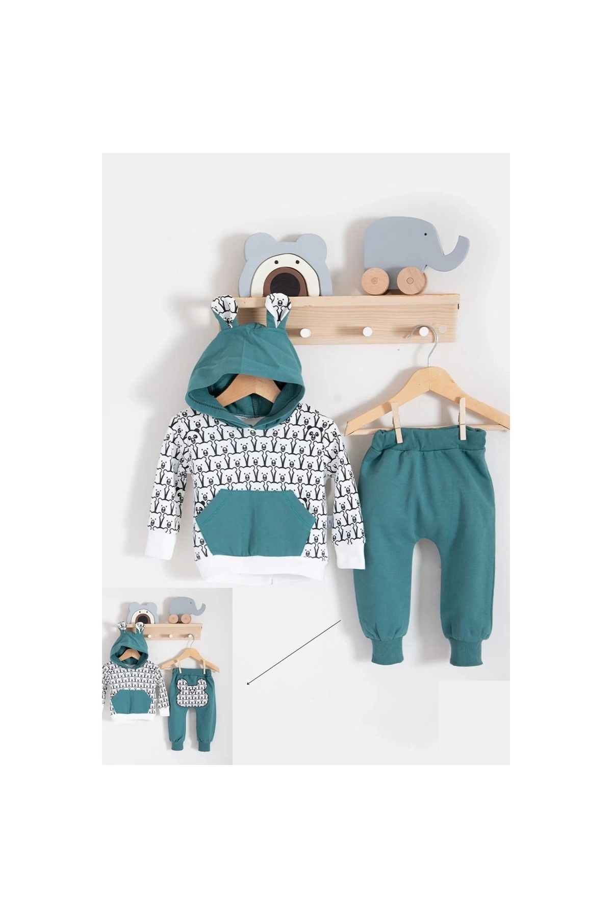 Little Bears Patterned 2-Piece 100% Cotton Baby Boy Set