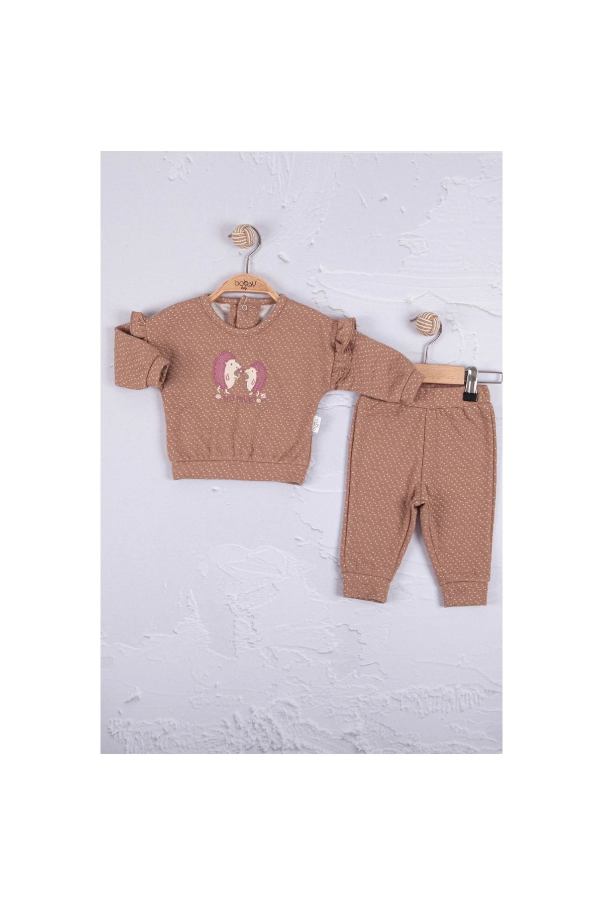 Hedgehog Embroidered 100% Cotton 2-Piece Baby Girl Set