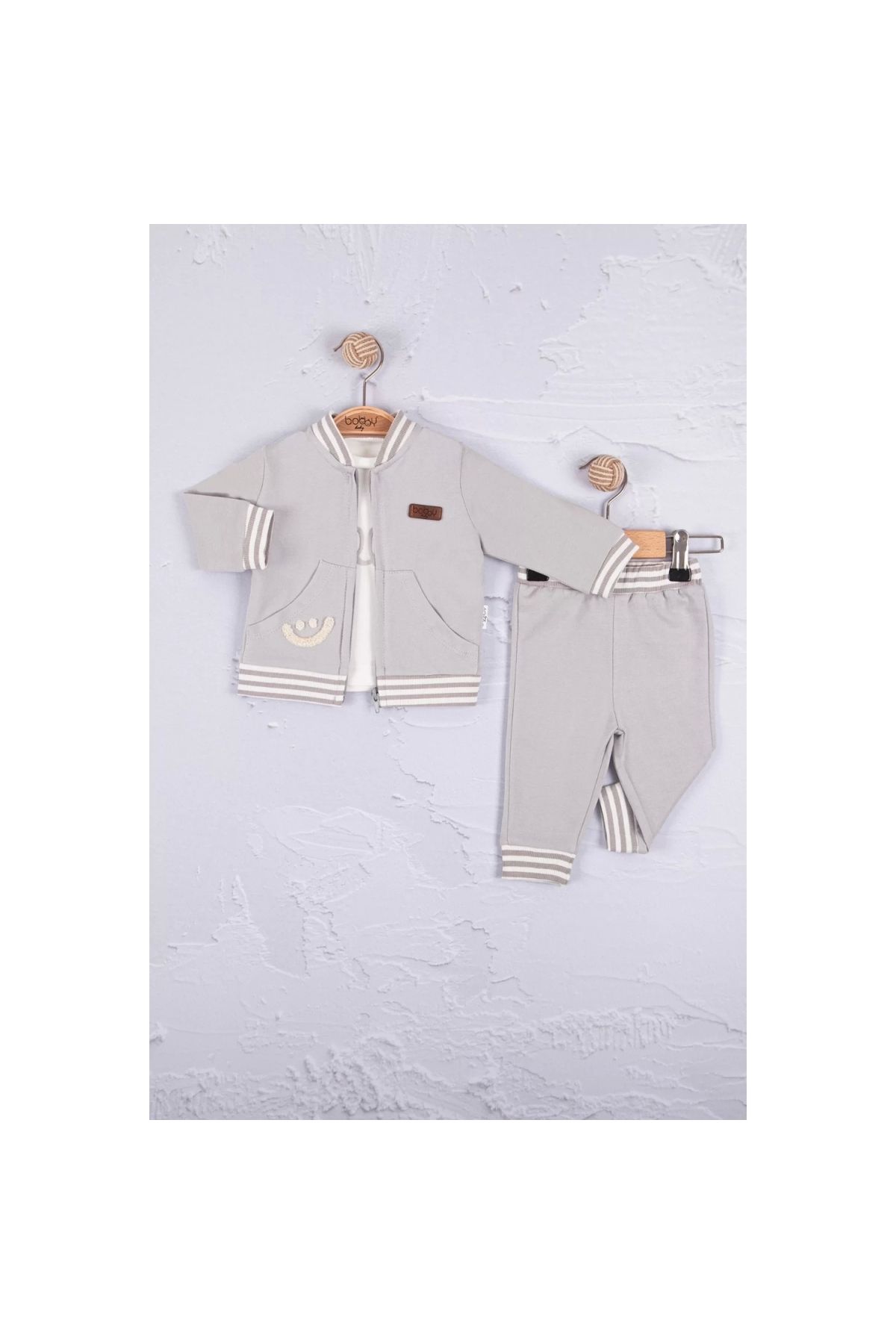 Hello Embroidered 100% Cotton 3-Piece Baby Boy Set