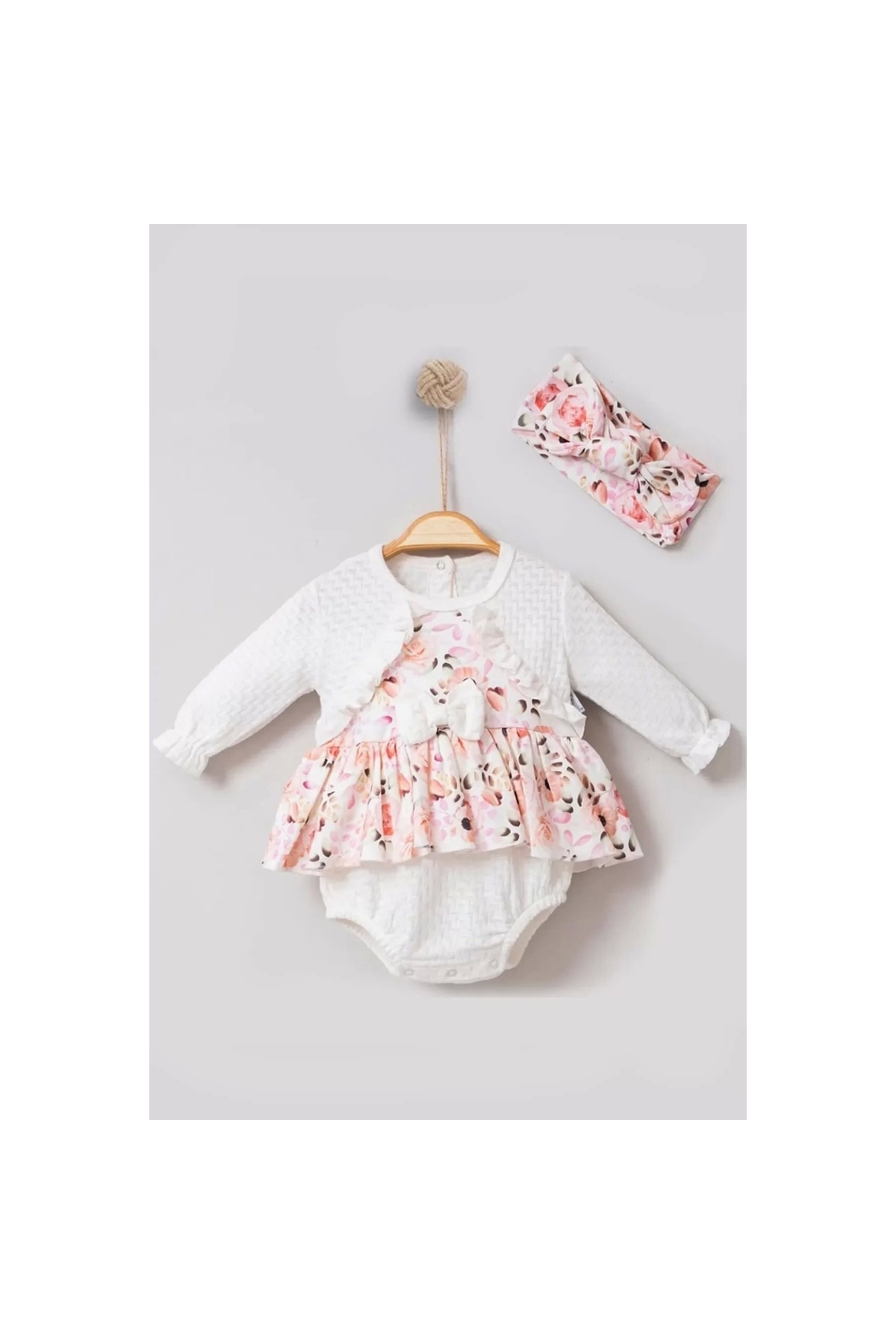 Spring Flowers Patterned Bandana Baby Girl Romper
