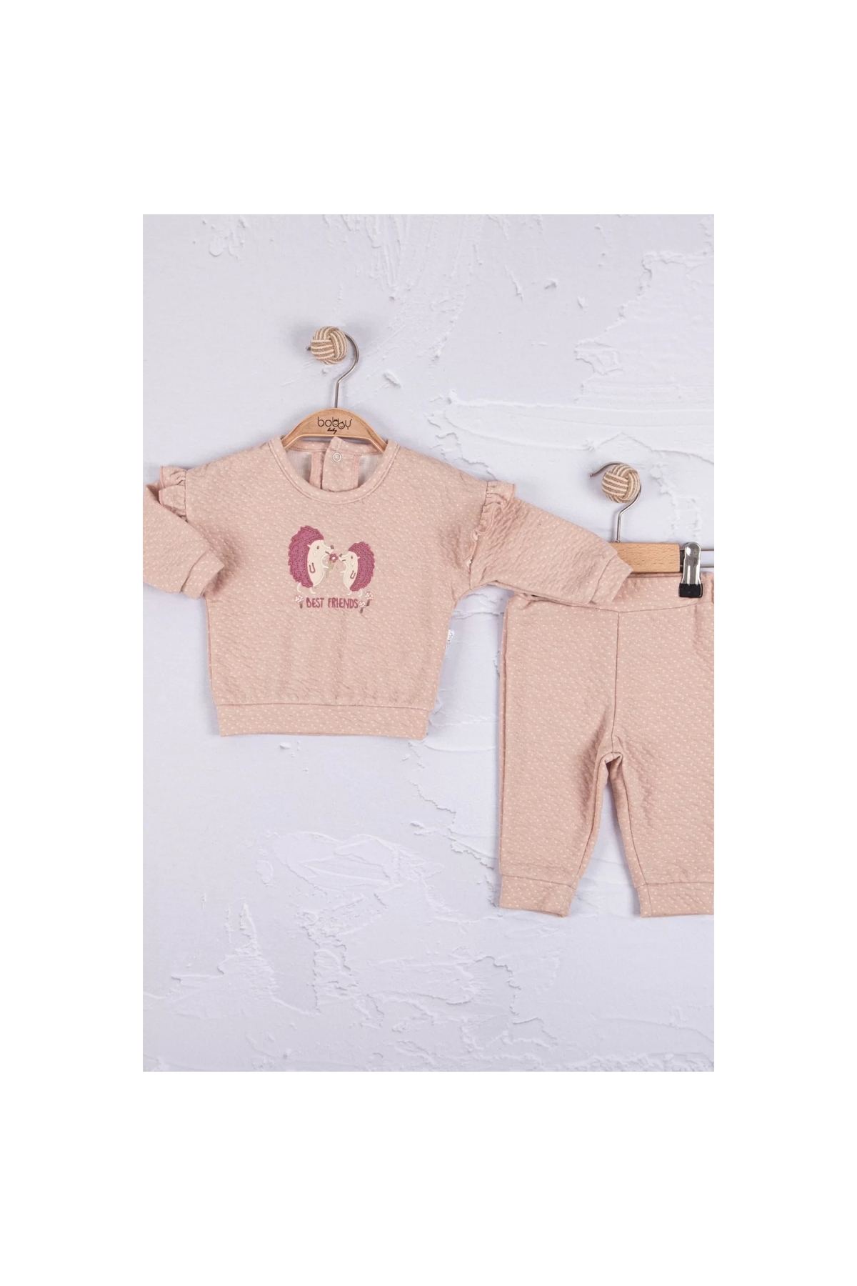 Hedgehog Embroidered 100% Cotton 2-Piece Baby Girl Set