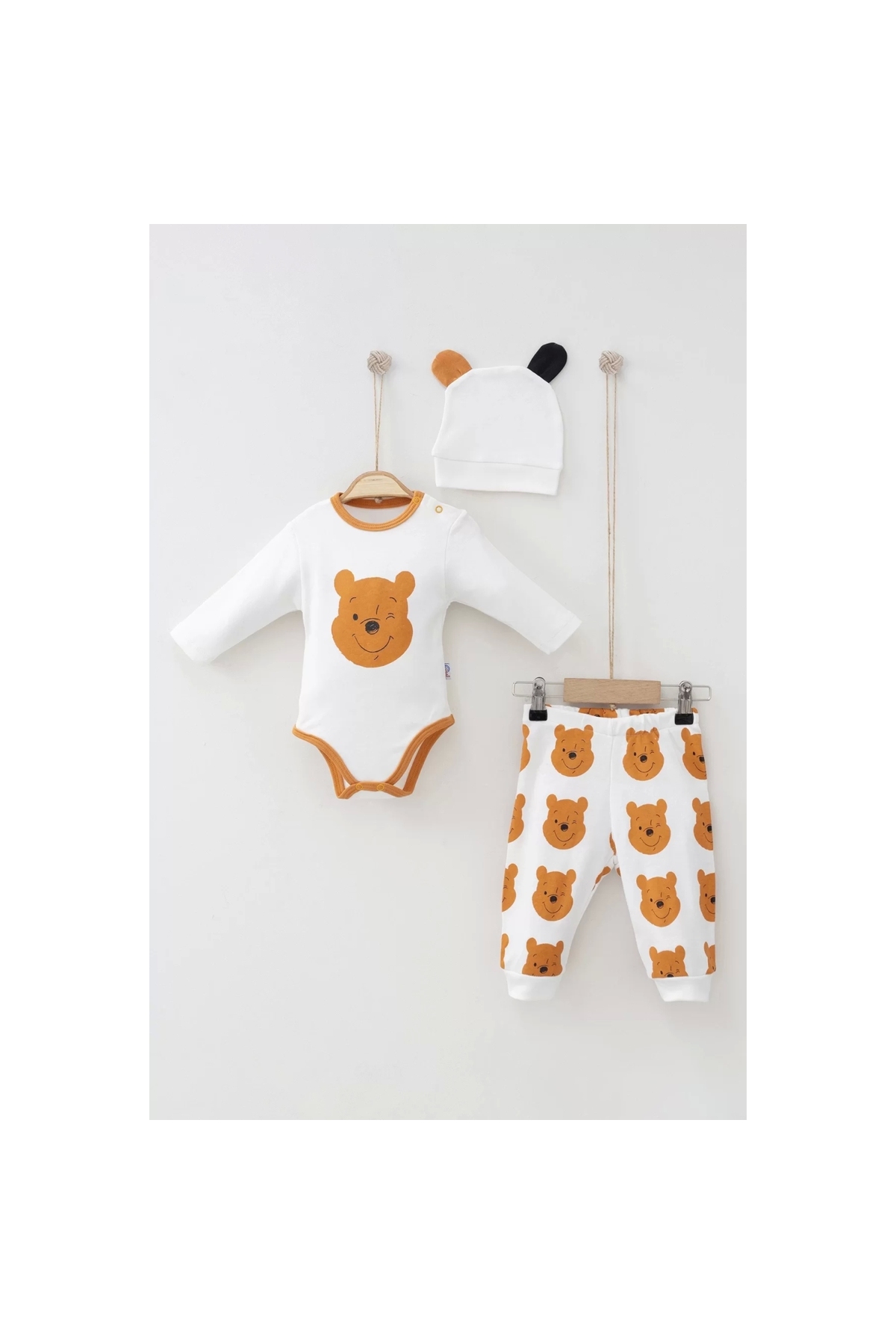 Baby Boy Set with Teddy Bear Patterned Hat