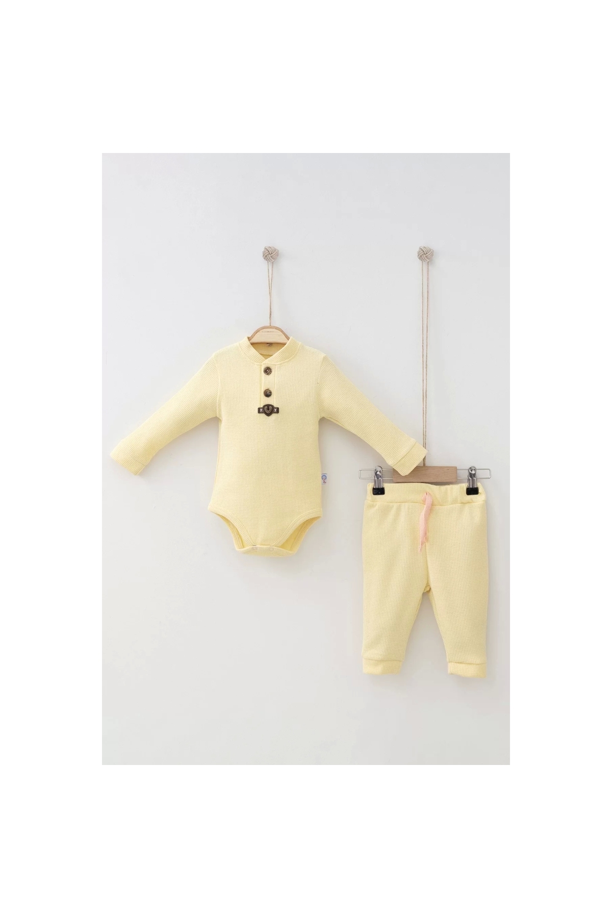 Waffle Snap Buttoned 2-Piece Seasonal Set