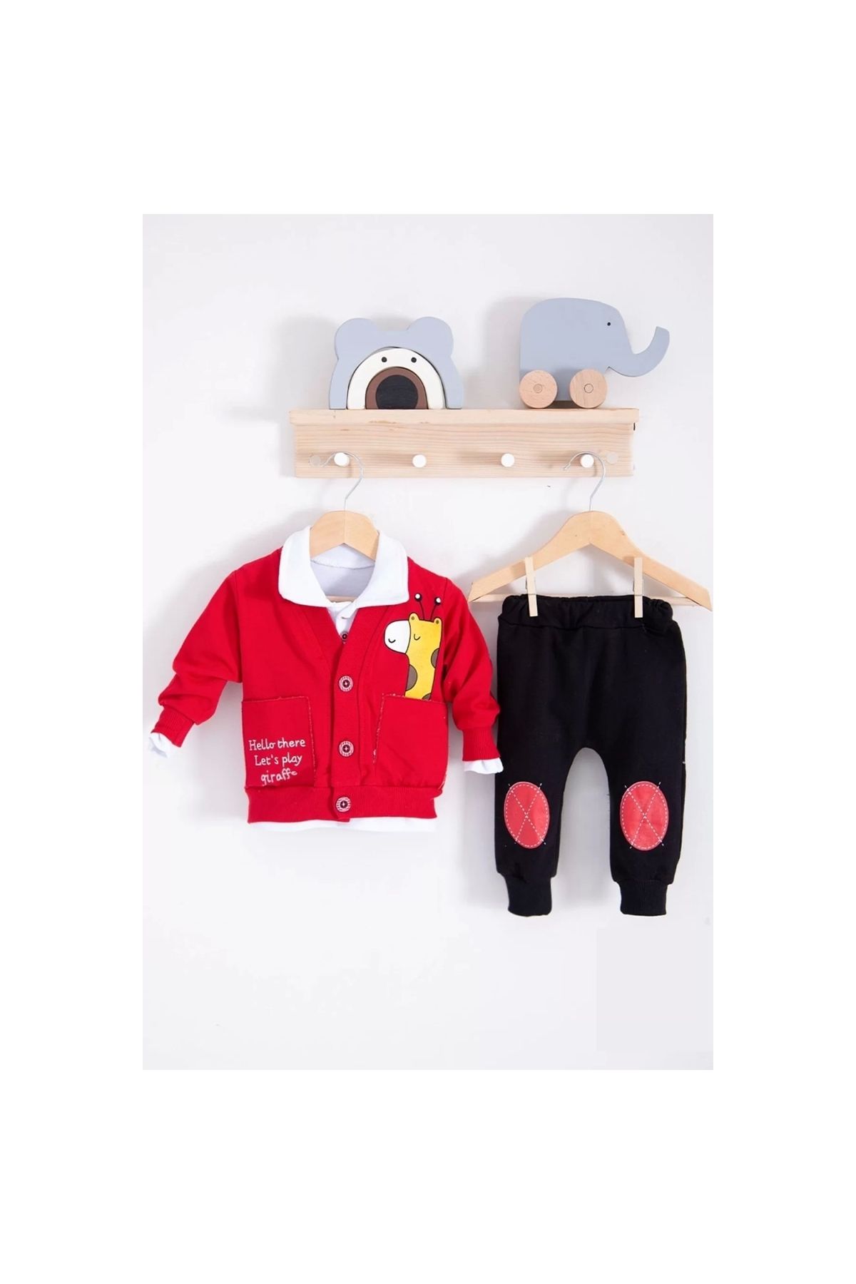 Graffe Giraffe Patterned 3-Piece Baby Boy Set