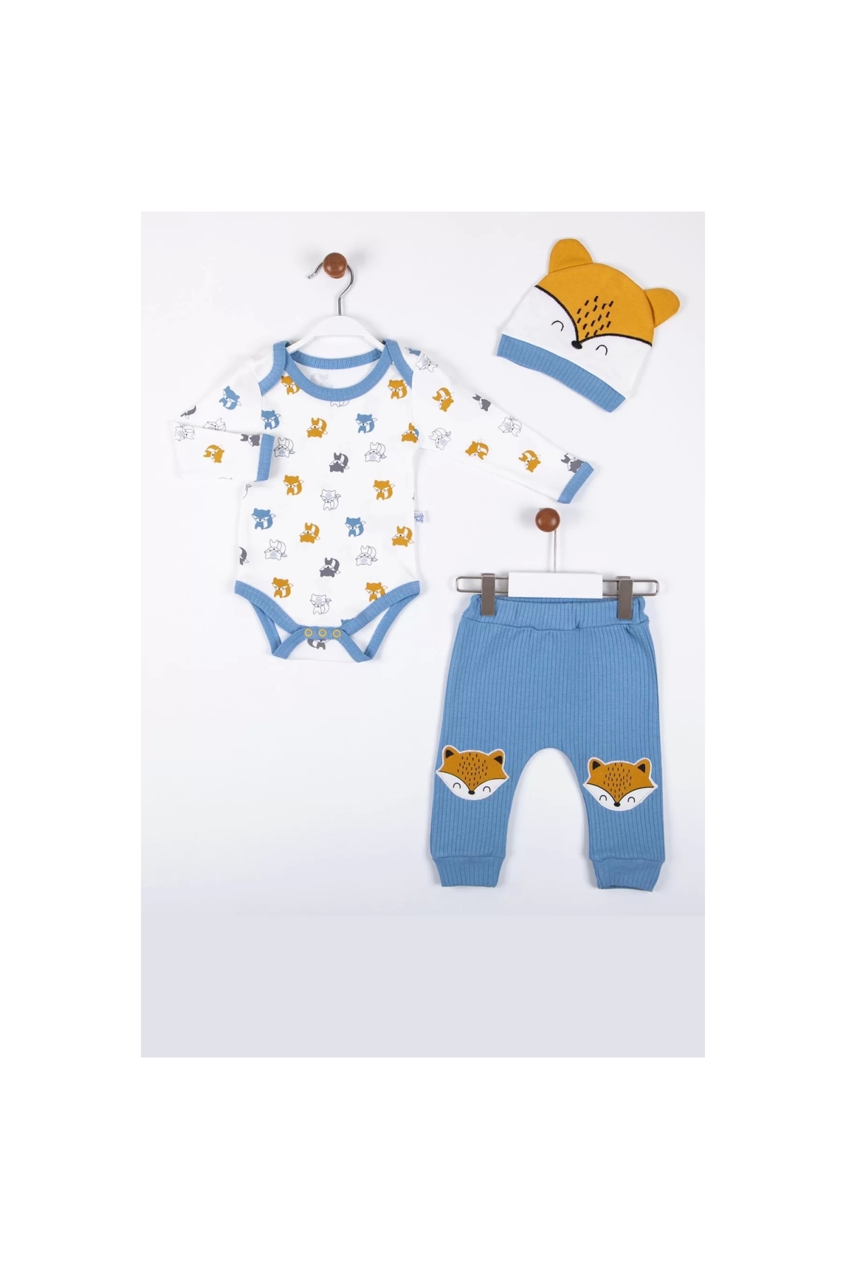 Little Fox Patterned 3-Piece 100% Cotton Men's Suit