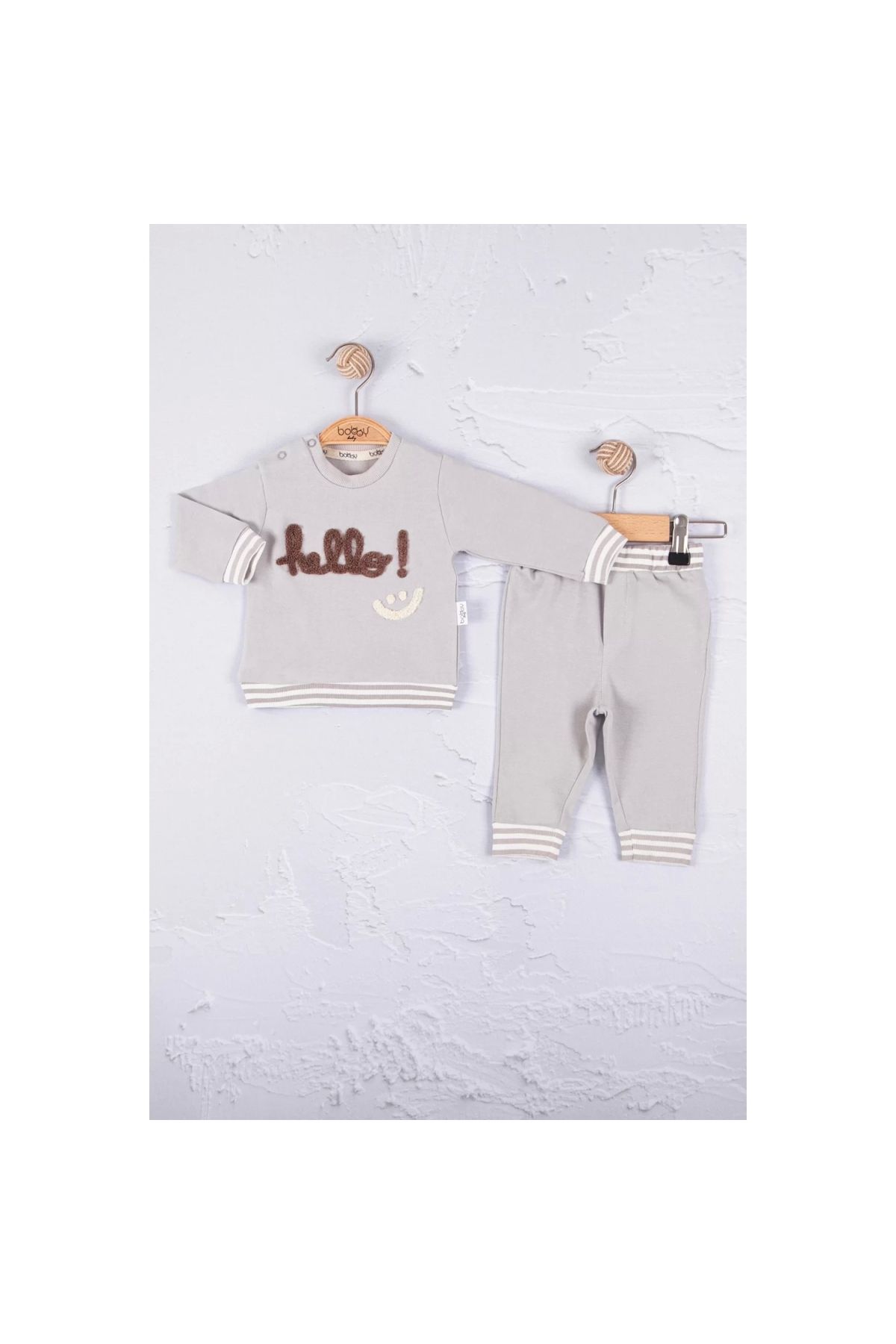 Hello Embroidered 100% Cotton 2-Piece Baby Boy Set
