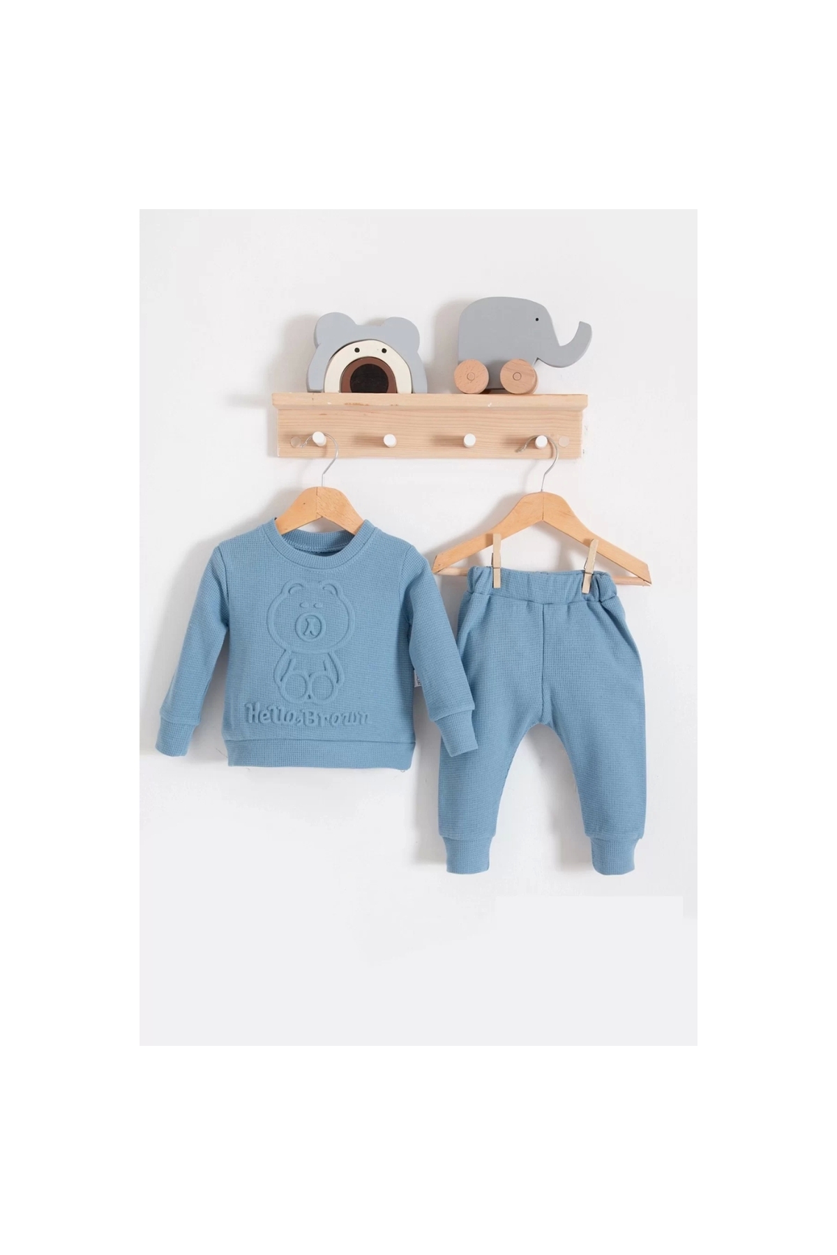 Bear Seersucker Embossed 2-Piece Baby Boy Set