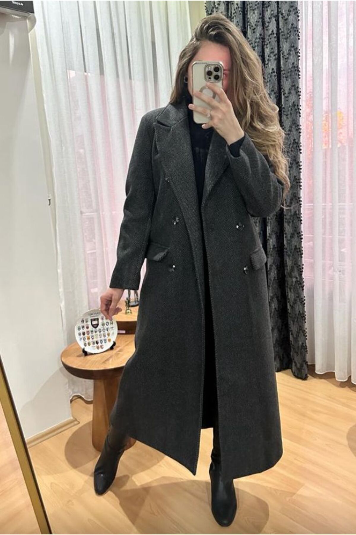 Astrea Butik  ASTARLI BALIKSIRTI MAXİ PALTO KABAN