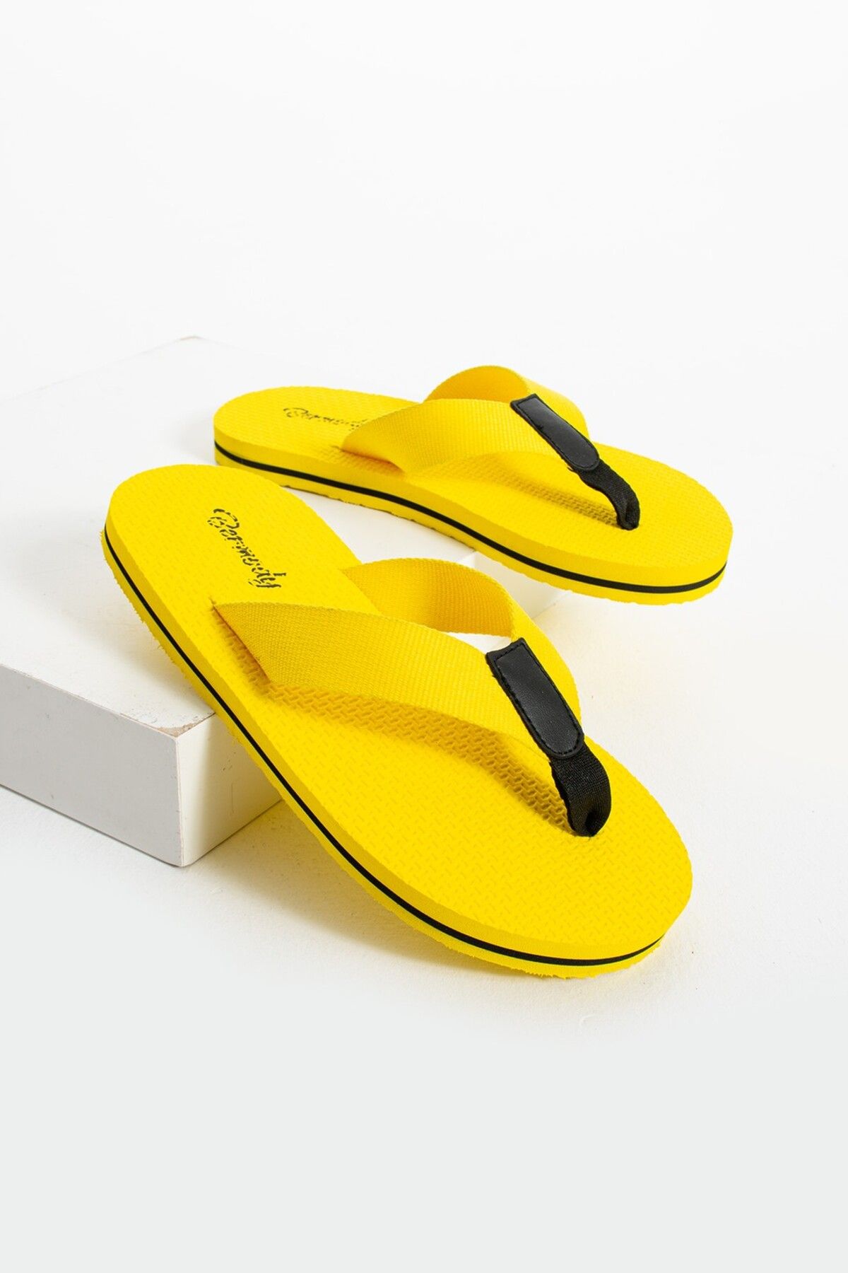 Bermody-Perla Women - Comfortable Flip Flops with Yellow Fabric, Flip Flops, Basic Model Pool and Beach Slippers 2
