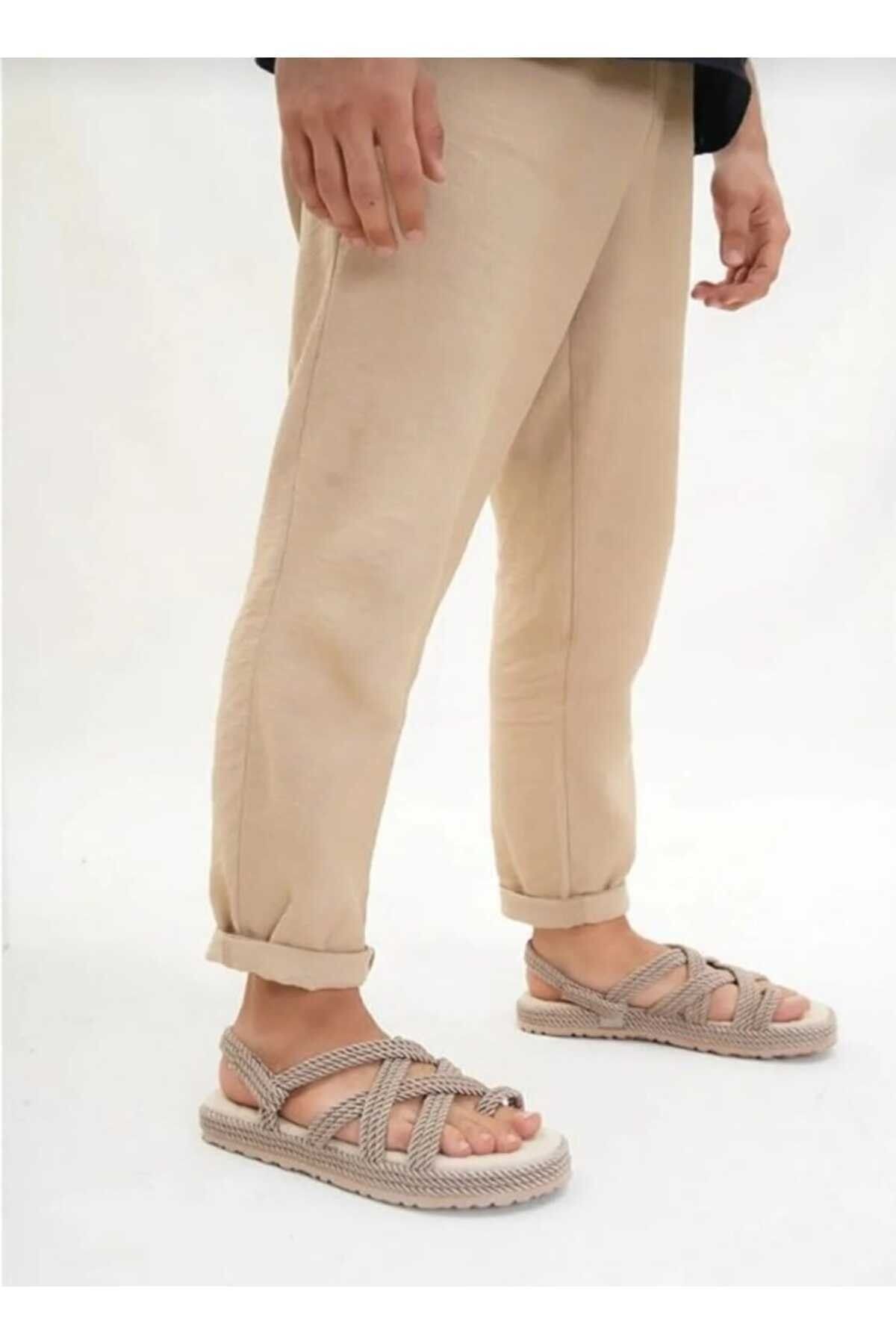 Faymi Shop-Unisex Mink Rope String High Sole Straw Sandals - It is Recommended to Buy 1 Size Larger 2