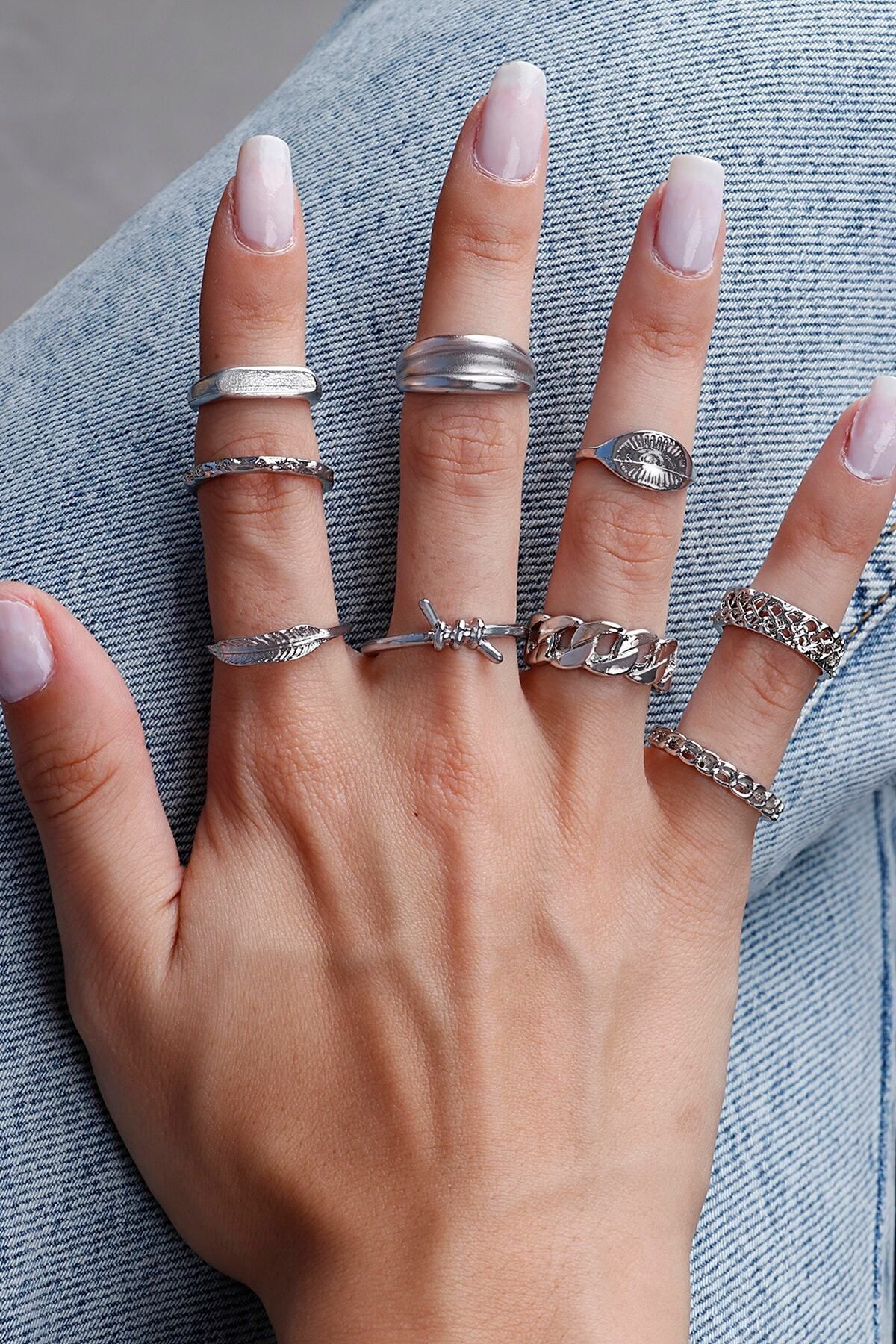 9-Piece Ring and Joint Ring Set Silver 0005
