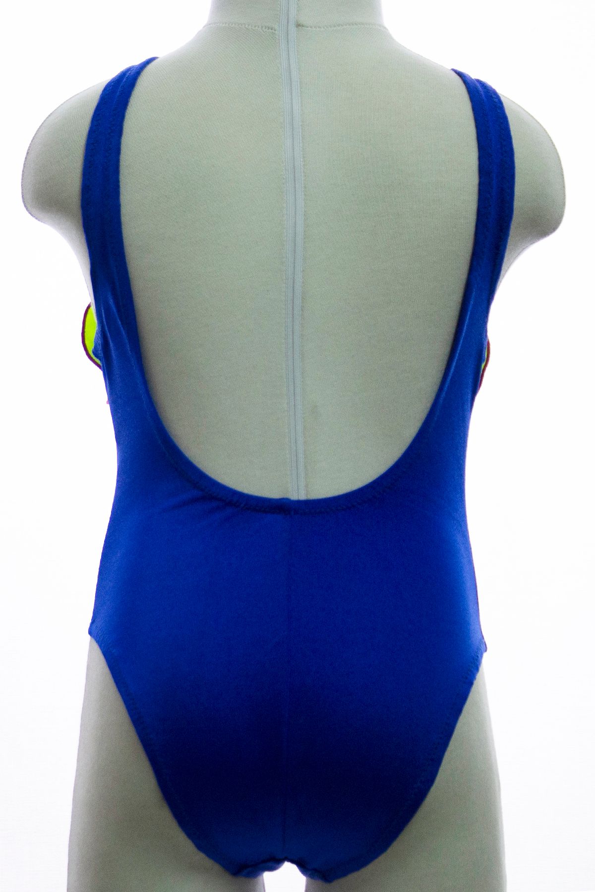 Sude-Ayl Girl - Saxe Color BlocK Plain Swimsuit with Frill on the Front anD Button Decoration 019 2