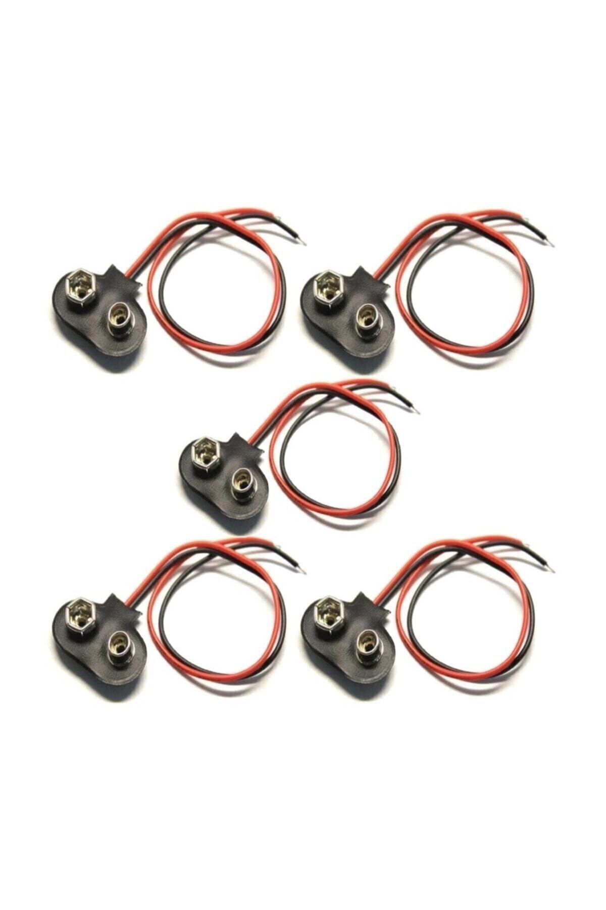 Genel Markalar 5 Adet - 9v Pil Başlığı Bağlantı Kablosu Jack Soket 9volt