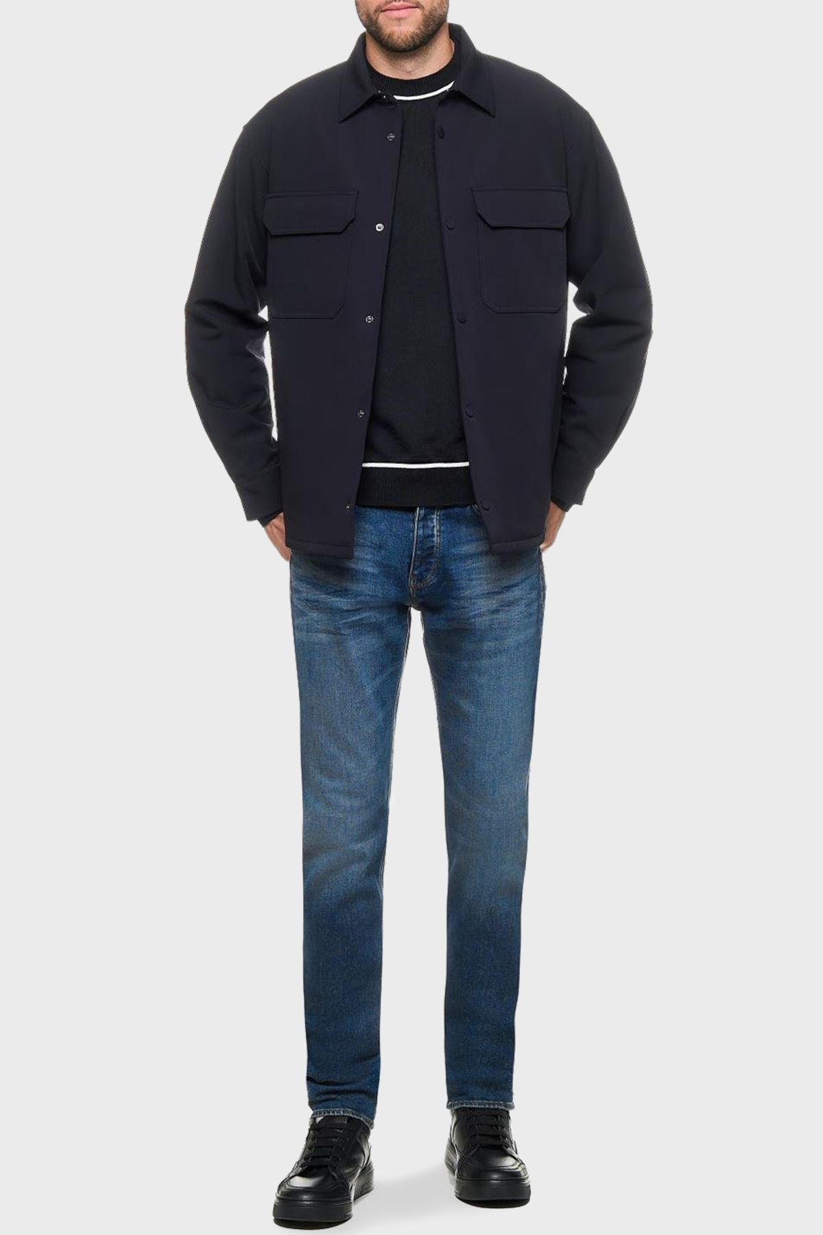 لوگو ژاکت مردانه تناسب معمولی 6D1CN0 1NUBZ 0920 Emporio Armani