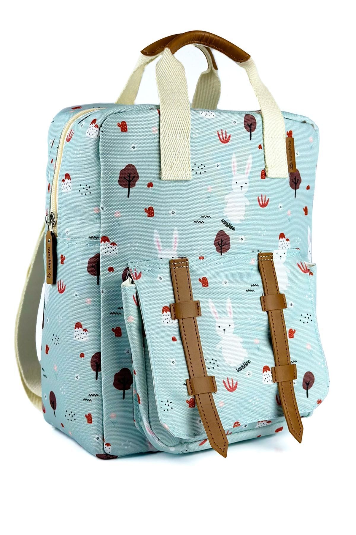 Sunshine Su Yeşili Tavşan Desen Anaokulu Kreş Günlük Kullanım Çocuk Sırt Çantası Bebek Çantası Suluk Gözü fotoğrafı 3 (önizleme)