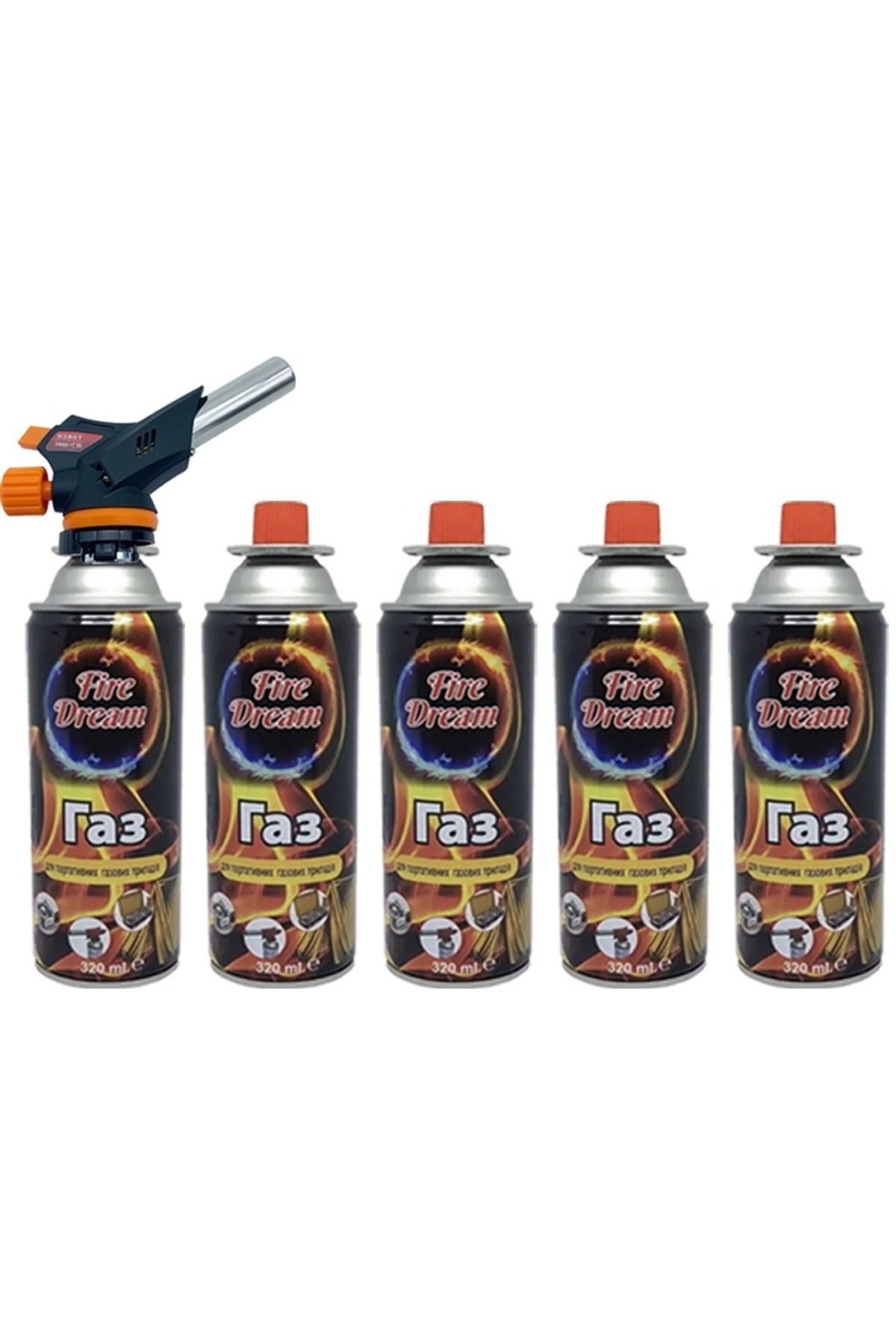 CAMPING TIME Çakmaklı pürmüz touch set 5 adet Bütan propan Kamp Gazı Kartuş 400ml 227Gr