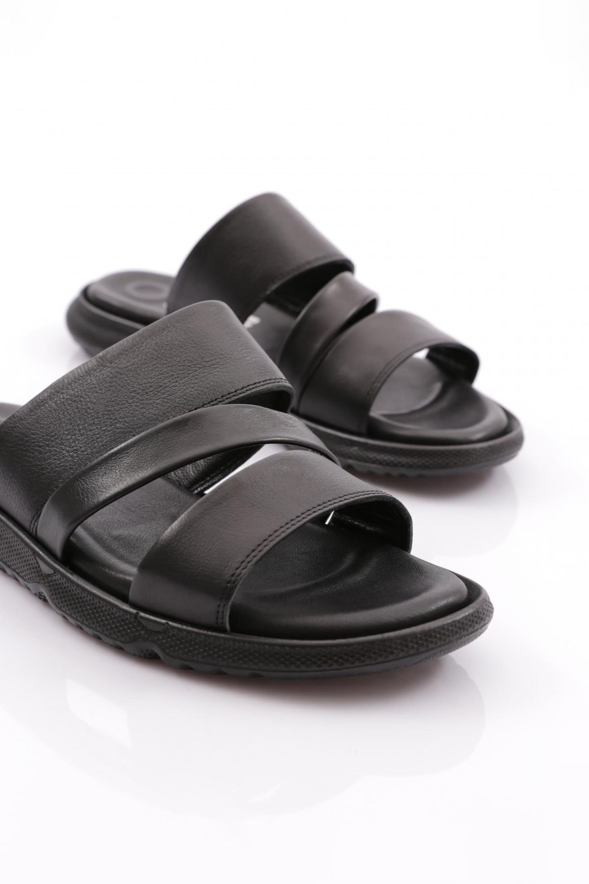 DGN-803 Herren - Hausschuhe aus echtem Leder mit doppelten Streifen 4