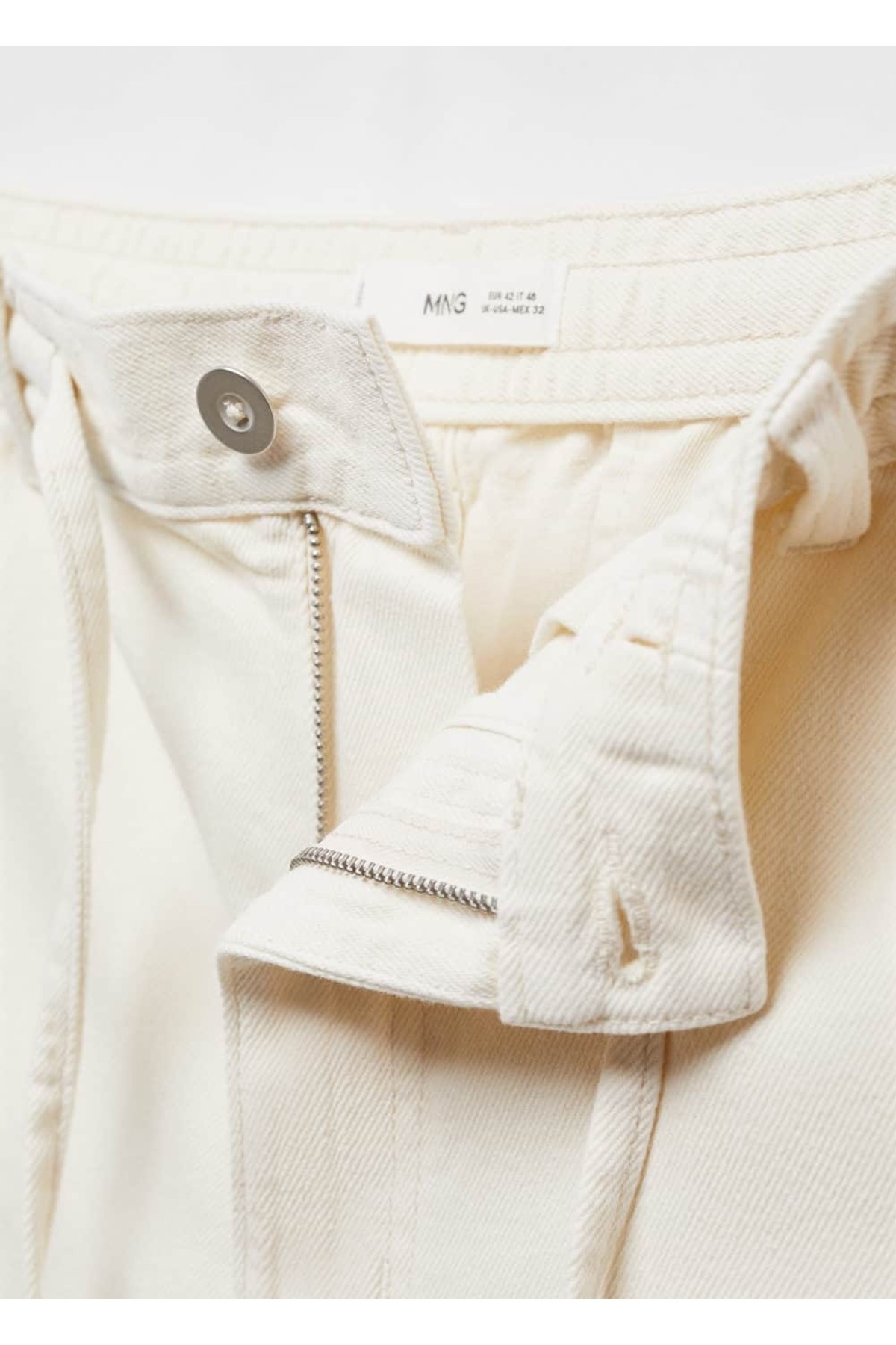 شلوار مردانه سفید منگوMANGO Man | 67059221 اورجینال - تصویر 7