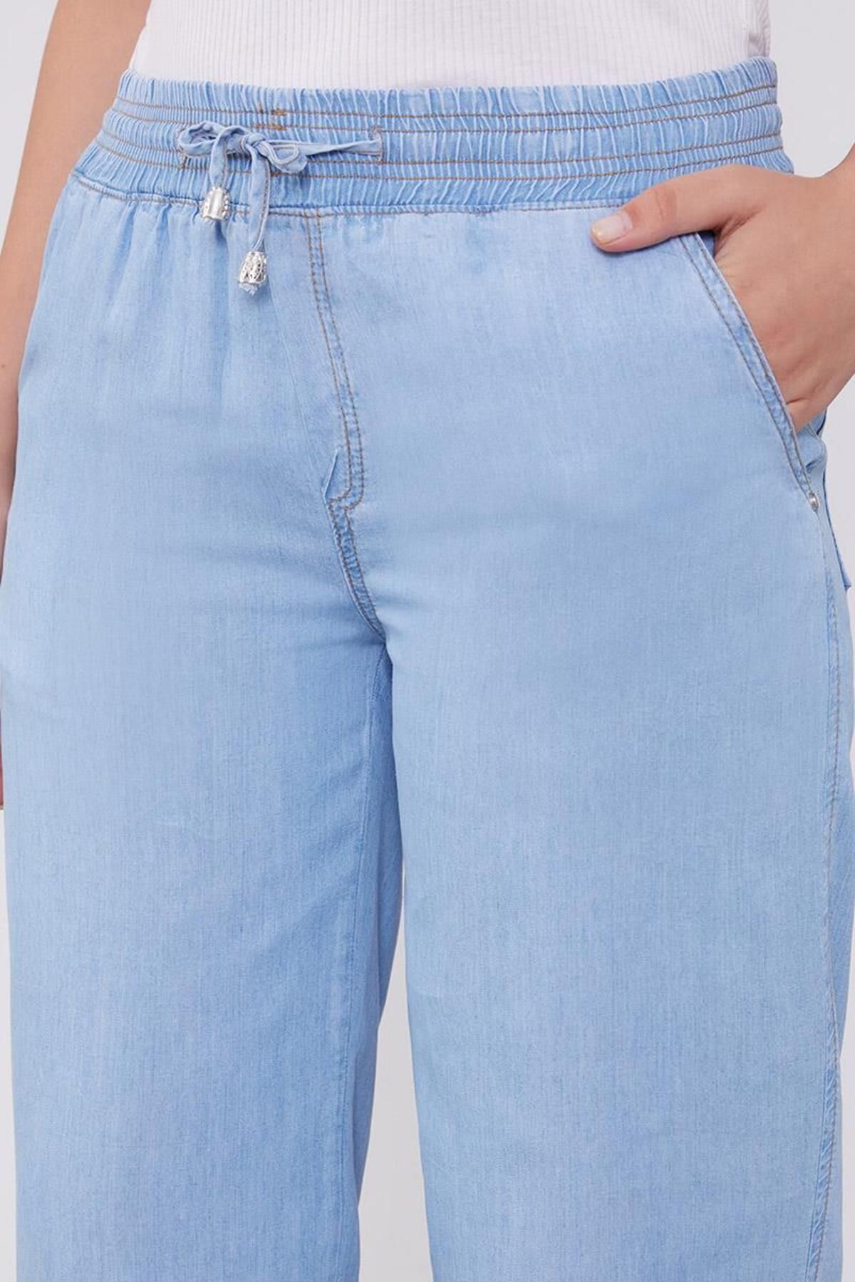 Levidor-A.Blue Jean Look Elastic Waist Trousers 4